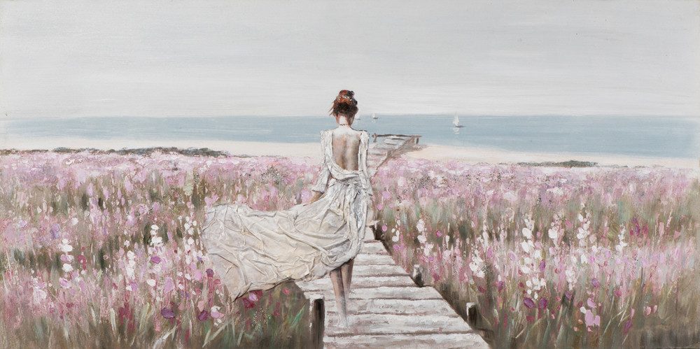 ArtUniverse Gemälde Schöne am Strand 70x140 cm, schöne Frau am Strand