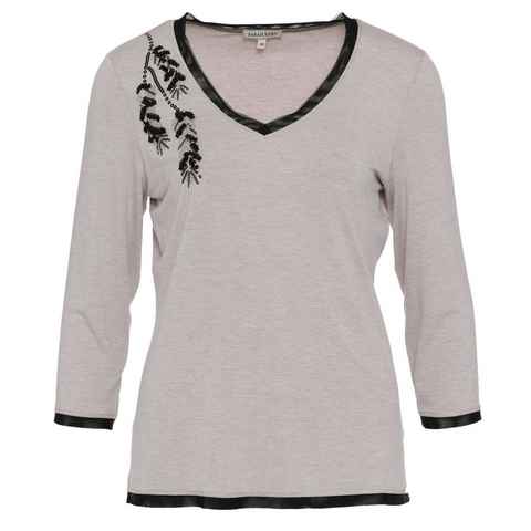 Sarah Kern T-Shirt 3/4-Arm-Bluse koerpernah mit Paillettenstickerei