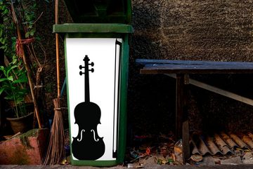 MuchoWow Wandsticker Eine Illustration der Silhouette einer Violine in Schwarz-Weiß (1 St), Mülleimer-aufkleber, Mülltonne, Sticker, Container, Abfalbehälter