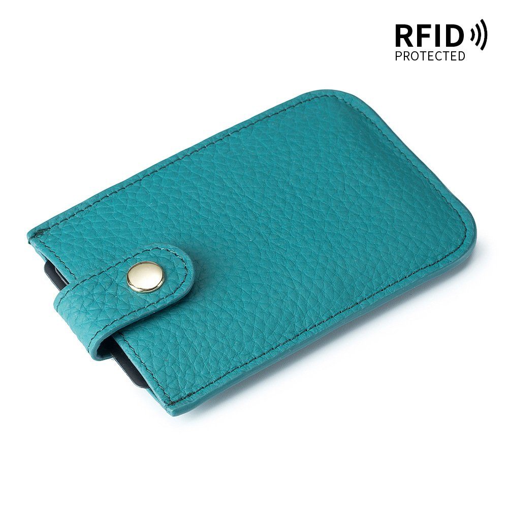 mit Leder, Blauer Geldbörse VIVIHEYDAY Geldbörse Kartenetui RFID Mini See aus Damen-Etuis Echtleder Schutz,