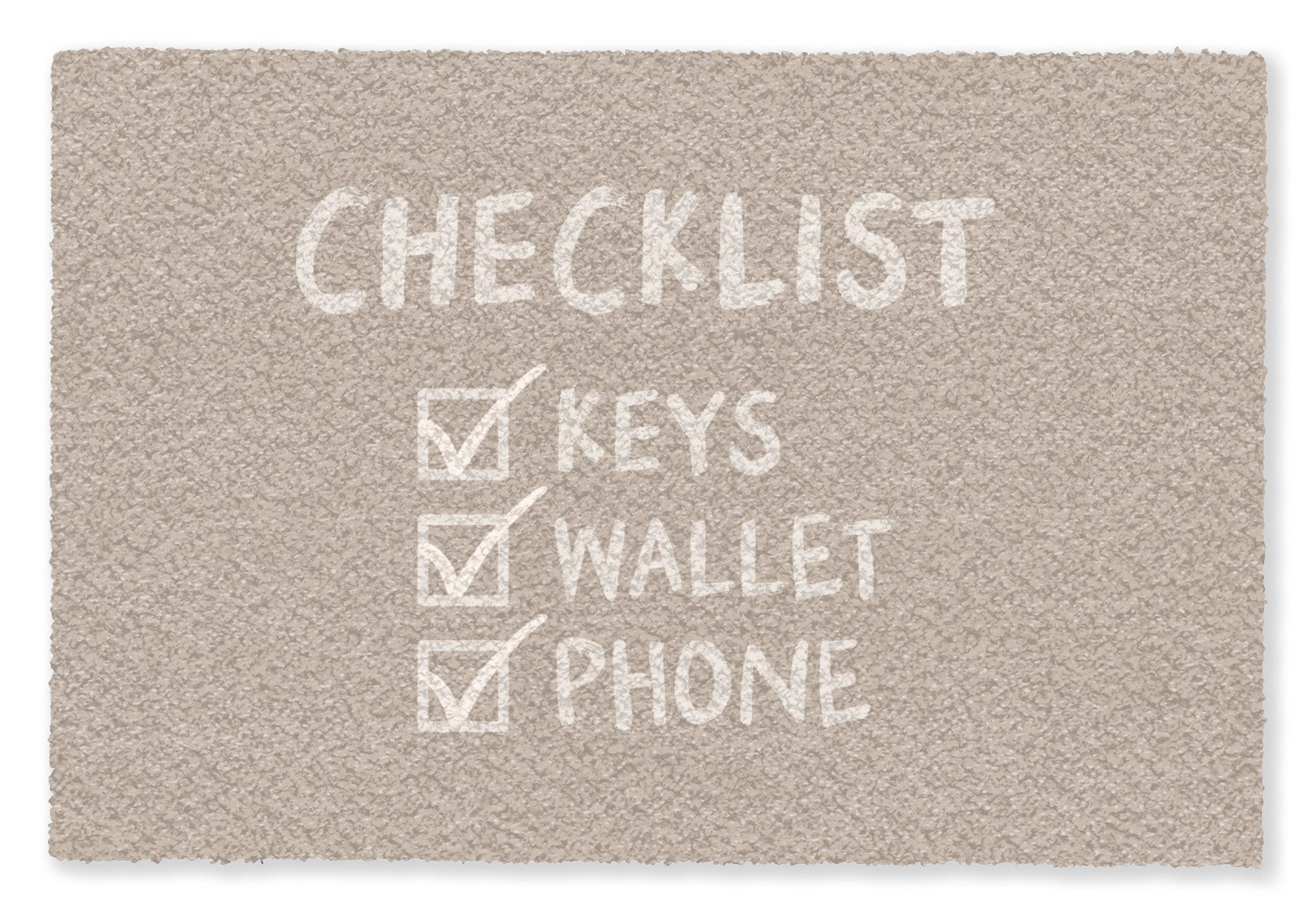 MuchoWow Fußmatte Angebot - Checkliste - Beige, Rechteckig, innen Schmutzfangmatte, Tür, Schmutzfänger Flur, Teppich 60x40 cm