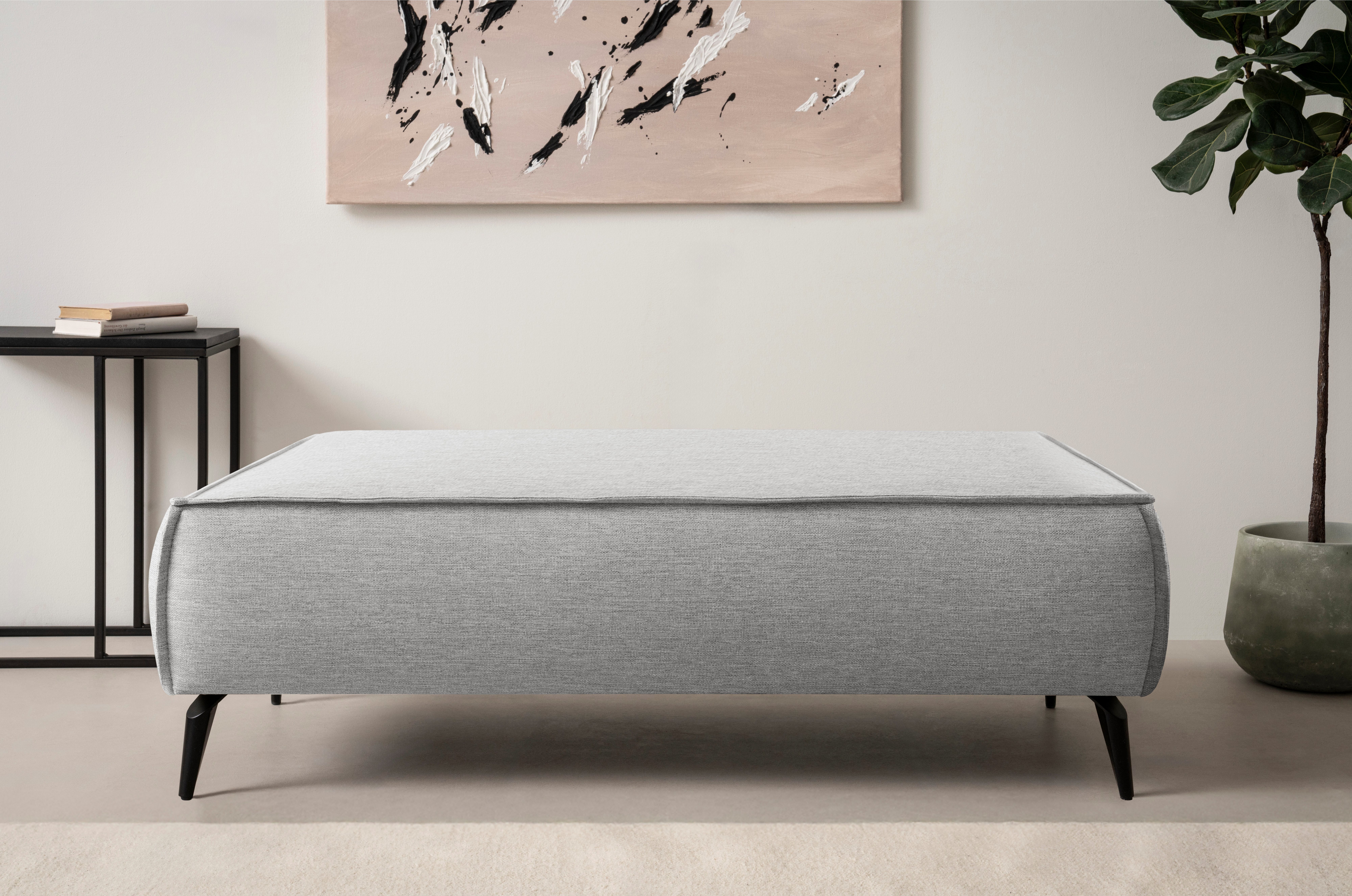 Home affaire Hocker TVINNU, mit Kedernaht, Cord u. Flachgewebe, zur Serie TVINNU, gemütlicher Sitzkomfort, rechteckig, schwarze Füße