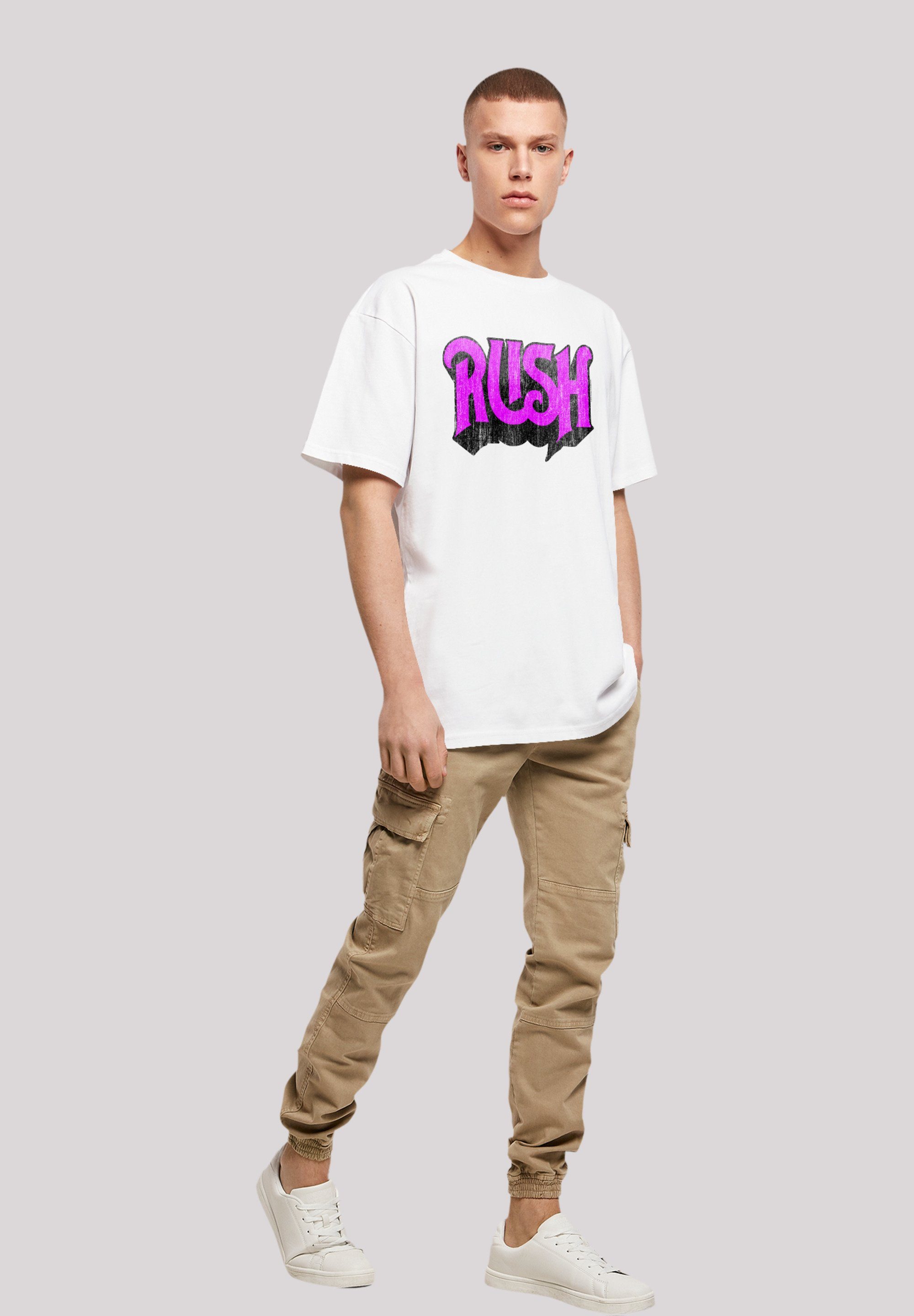 Qualität weiß Band Rock T-Shirt Distressed Premium Rush F4NT4STIC Logo