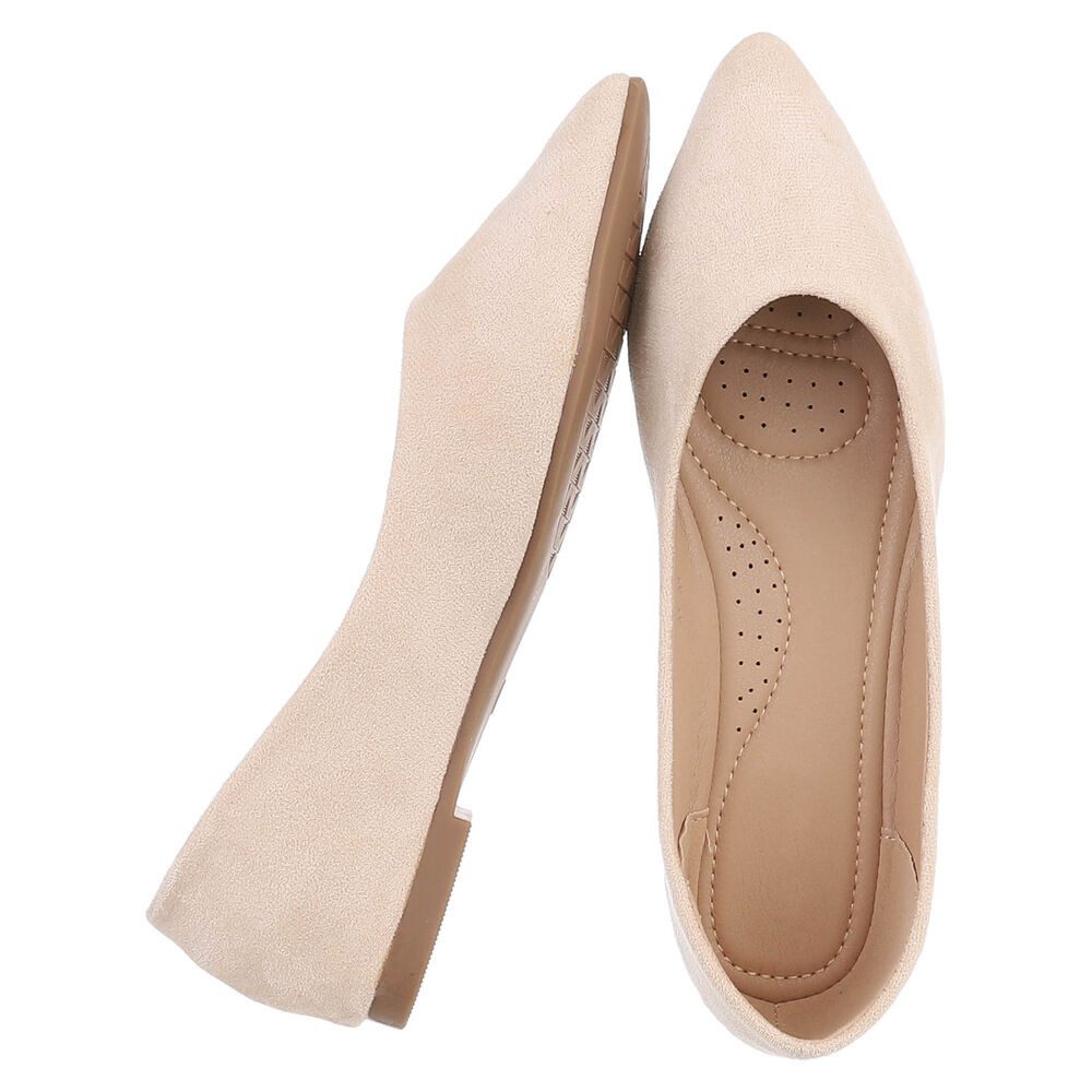Ital-Design Elegante Ballerinas für Damen – Komfortabel & zeitlos Ballerina (91554629) Blockabsatz Klassische Ballerinas in Beige