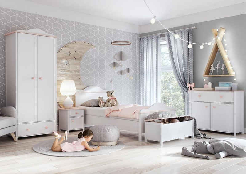 Compleo Bett Kinderbett Mädchenbett LARA mit Matratze und zwei Schubladen