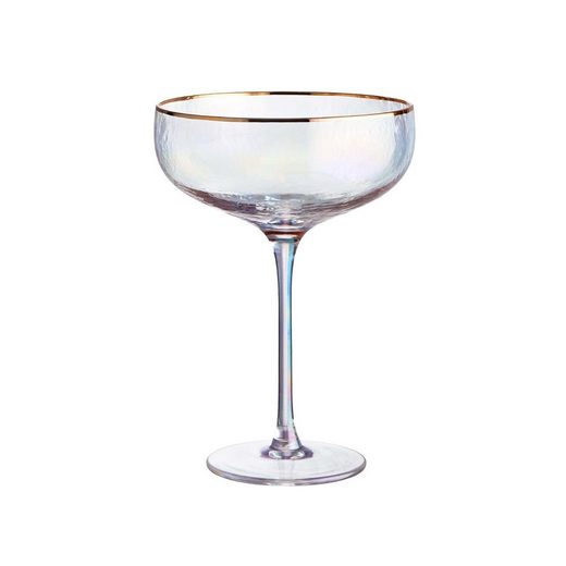 BUTLERS Sektglas »SMERALDA Champagnerschale mit Goldrand 400ml«, Glas, mundgeblasen