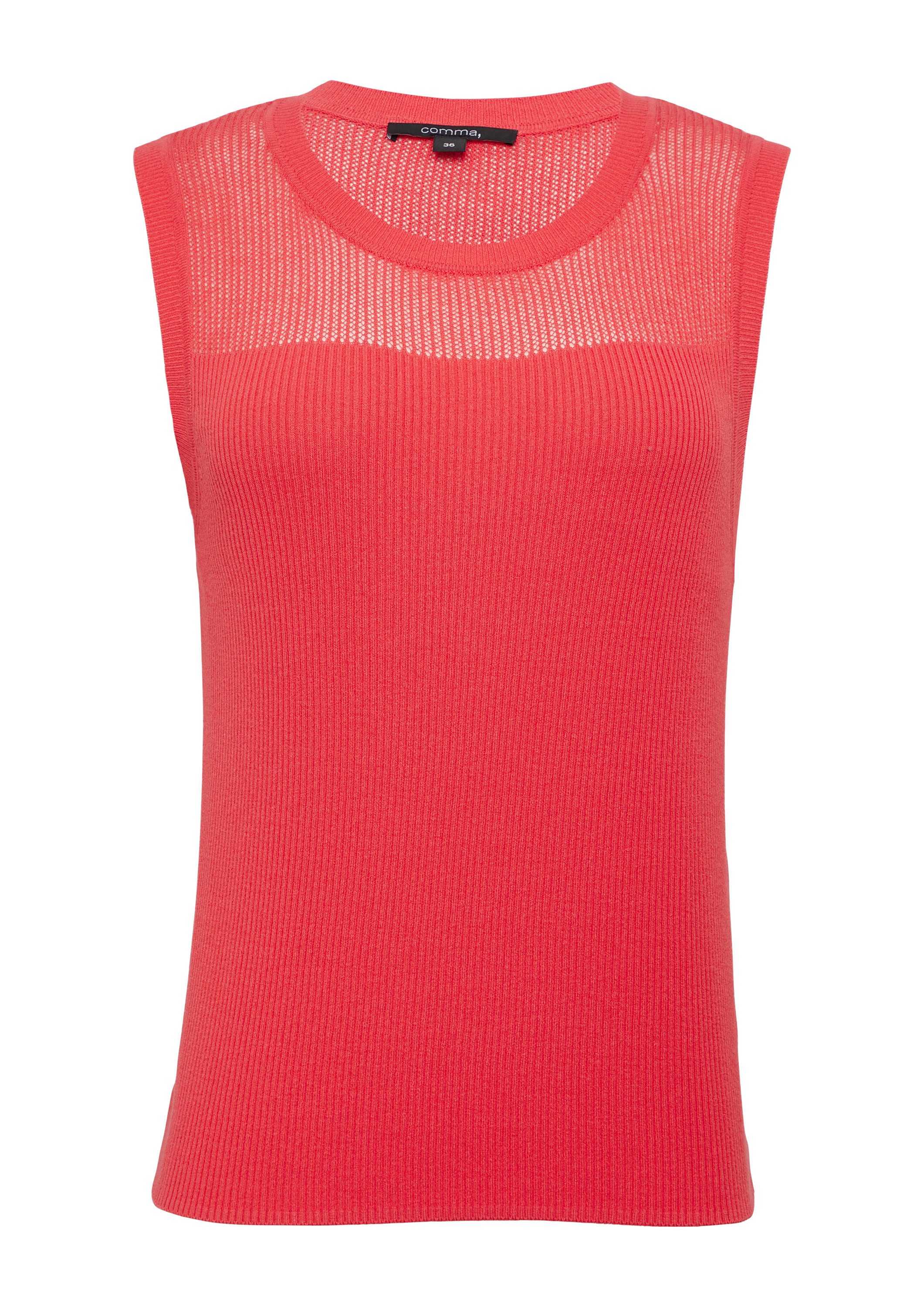 comma Muskelshirt Strickpullunder Weiches Stricktop im Slim Fit mit Ajourmu günstig online kaufen