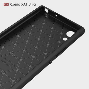 König Design Handyhülle Sony Xperia XA1 Ultra, Sony Xperia XA1 Ultra Handyhülle Carbon Optik Backcover Grau