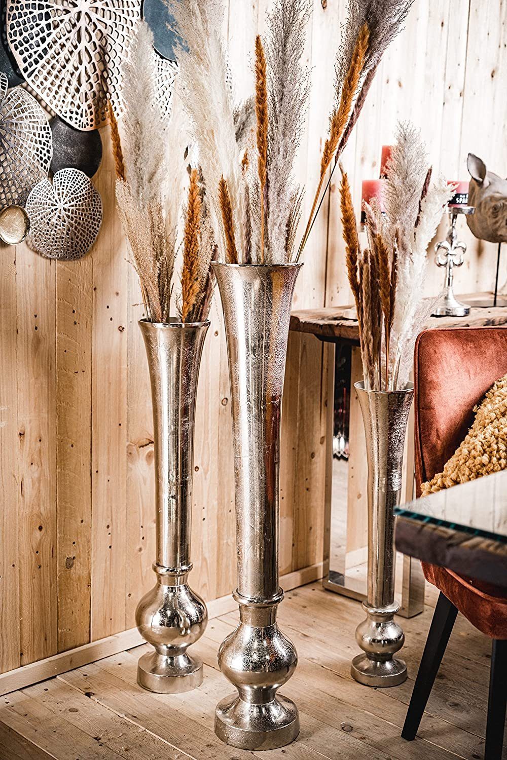 MichaelNoll Dekovase Vase Blumenvase Dekovase Alu Kunstblumen - S 69,5 cm M 80 cm L 99 cm