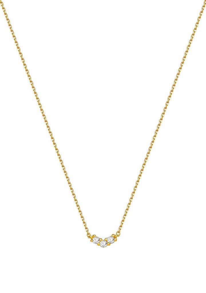 Dear Me Goldkette Damen 585 Gold Kette Trio Zirkonia, 14K Massivgold Halske günstig online kaufen