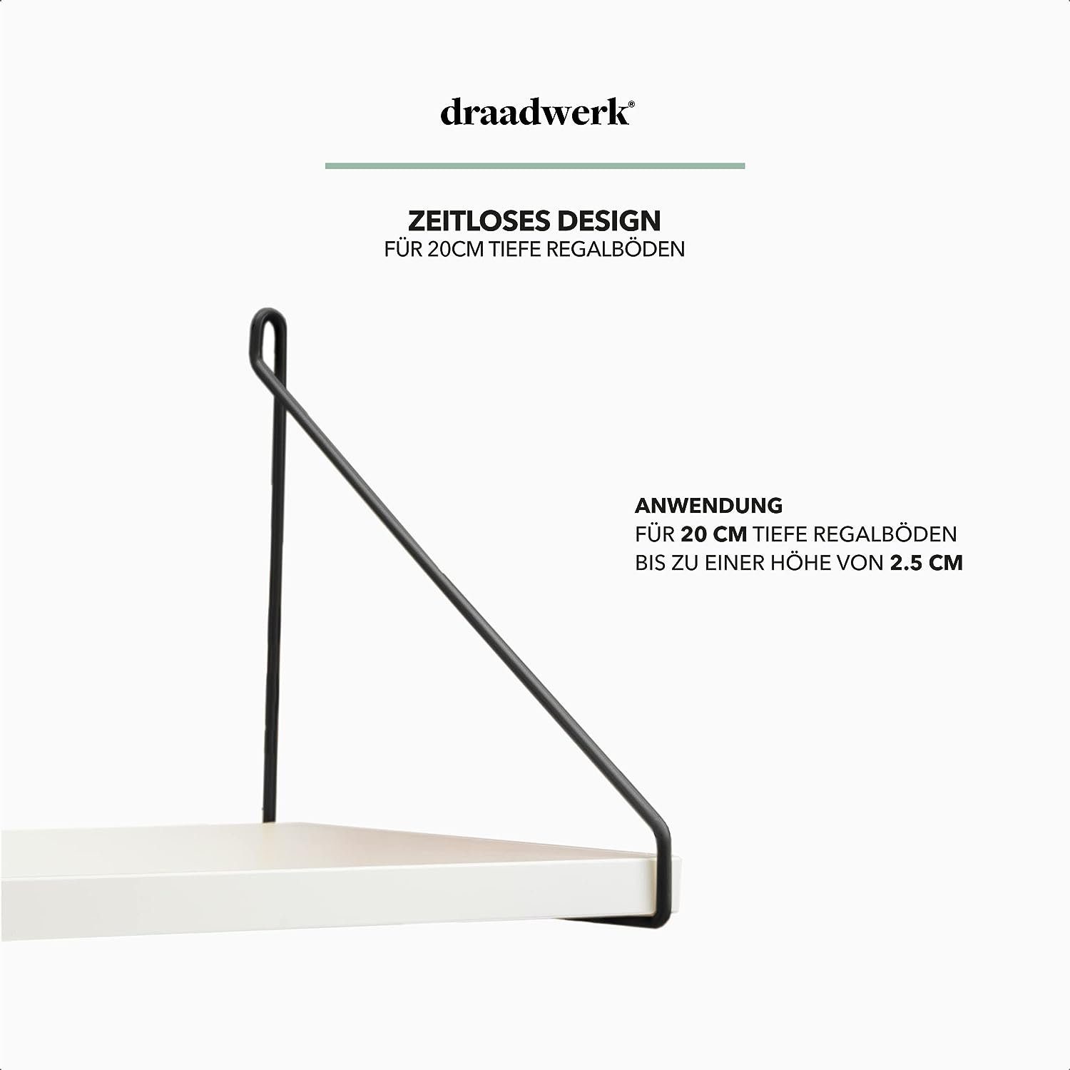 draadwerk® Wandregalhalter 2er Set Regalträger Draht Metall, Für 20-25cm Wandregale Halterung, 2-tlg. – Bild 5 von 5