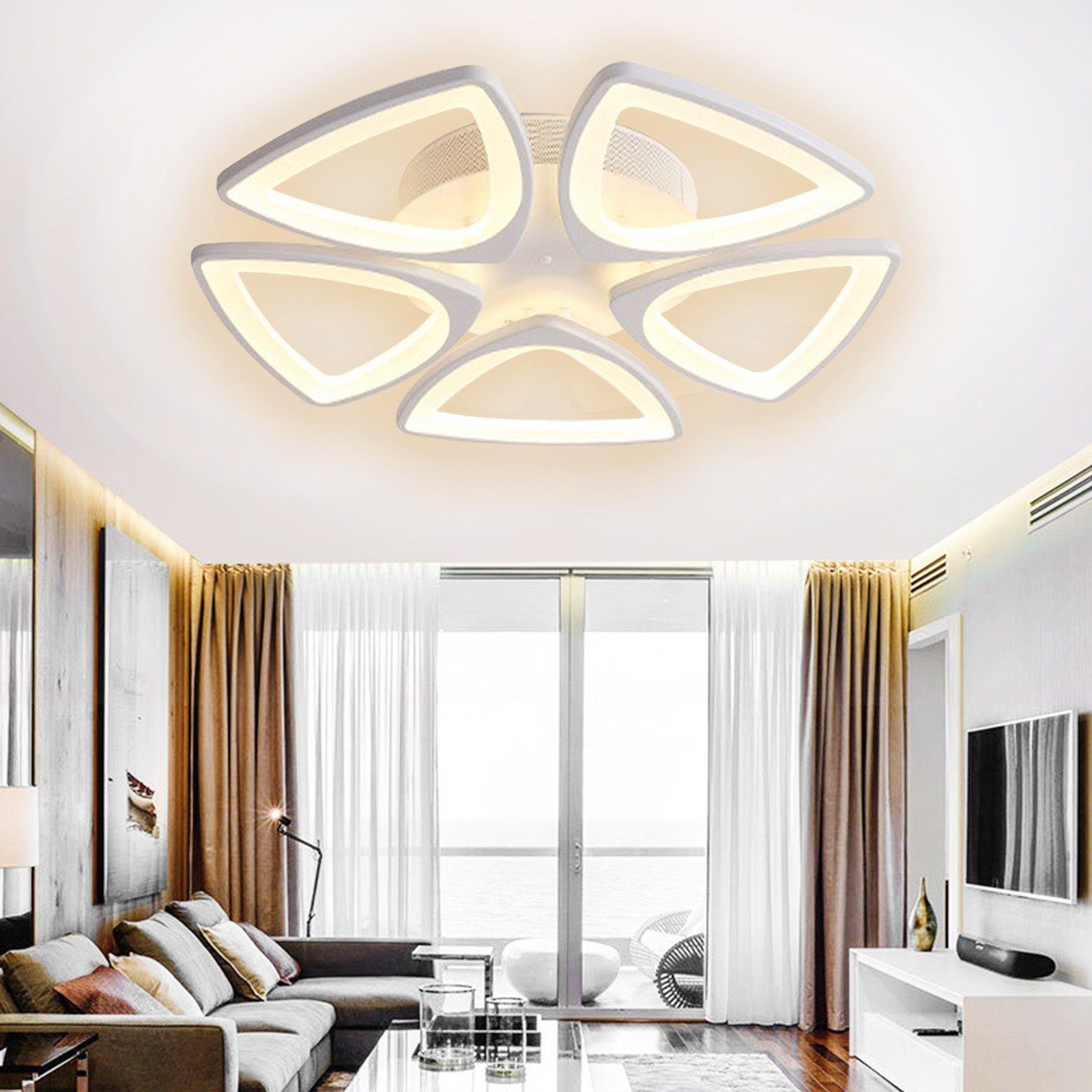 Modern Deckenleuchte Dimmbar 43W/54W Warmweiß/Neutralweiß/Kaltweiß, LED LED Deckenleuchten integriert, Daskoo Wohnzimmer, Fernbedienung Deckenlampe LED fest mit