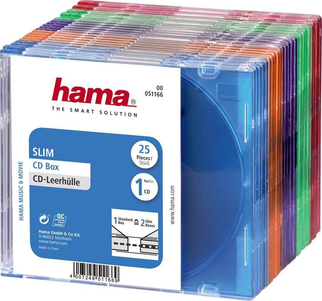 Hama CD-Hülle CD-Leerhülle Slim 25er-Pack Farbig Schutzhülle für CDs versch. Farben