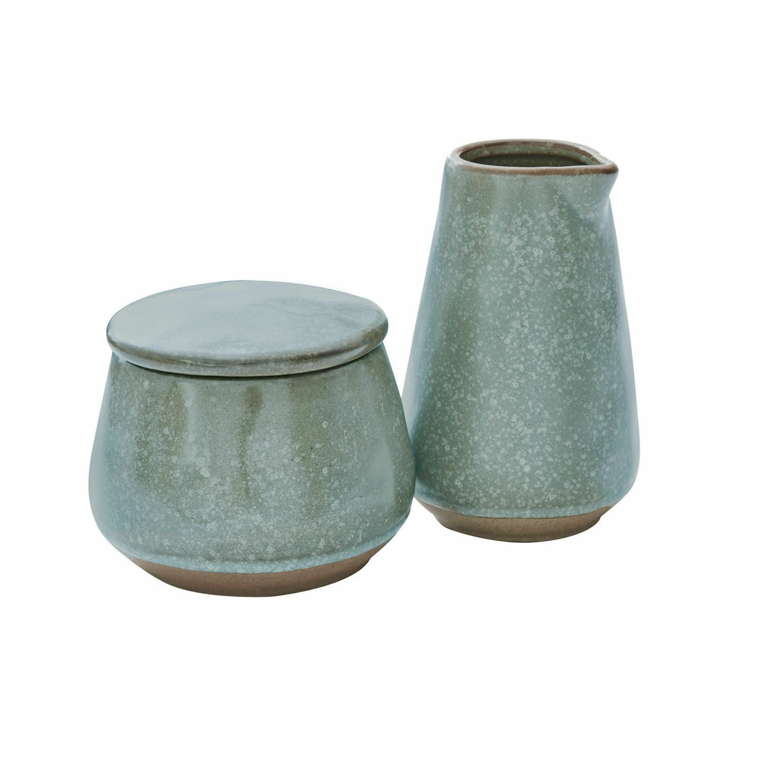 Mirabeau Geschirr-Set Zuckerdose und Milchkännchen Biarré türkis/braun, Steinzeug