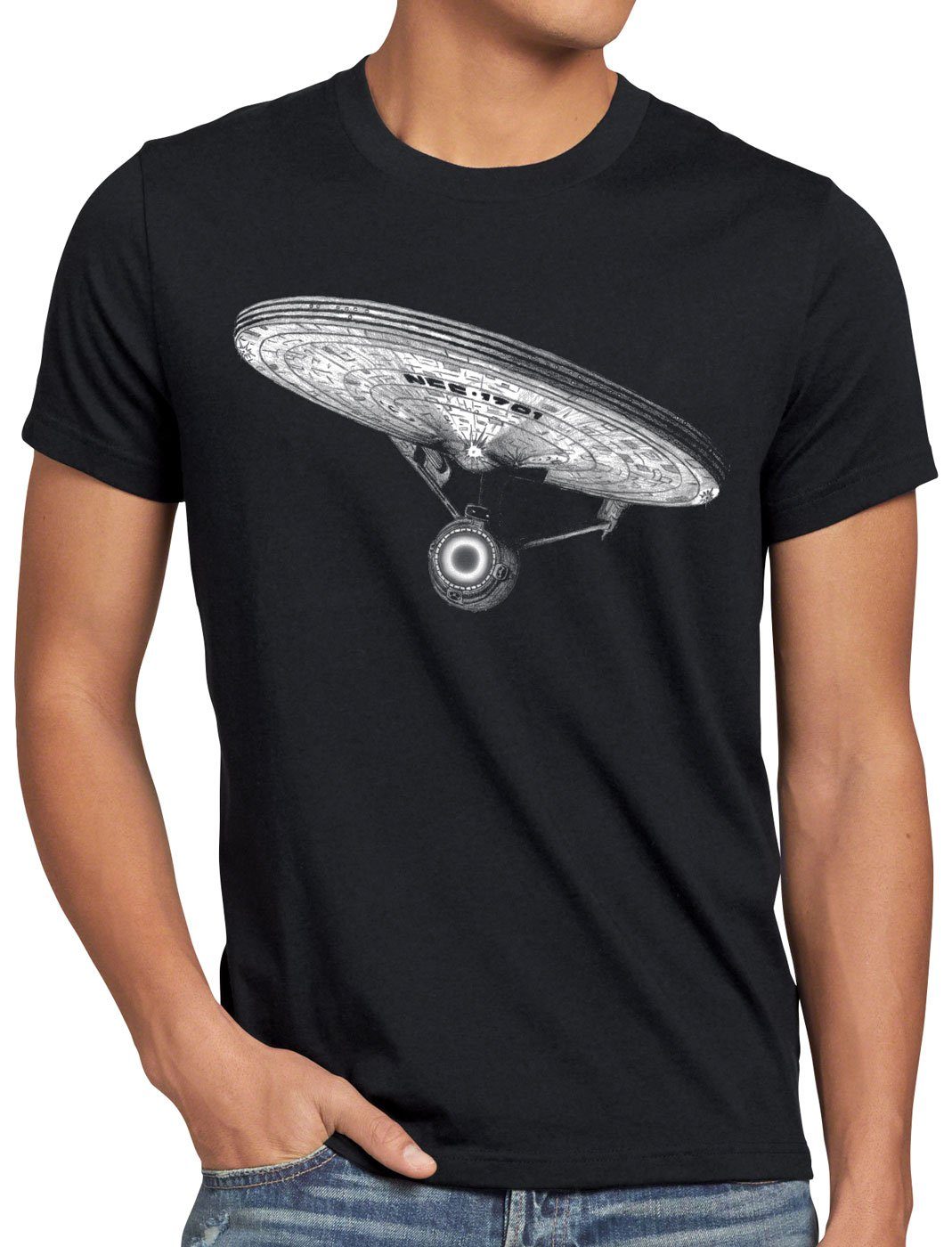 style3 T-Shirt NCC-1701 Anflugstar star trekkie trek enterprise sternenflotte
