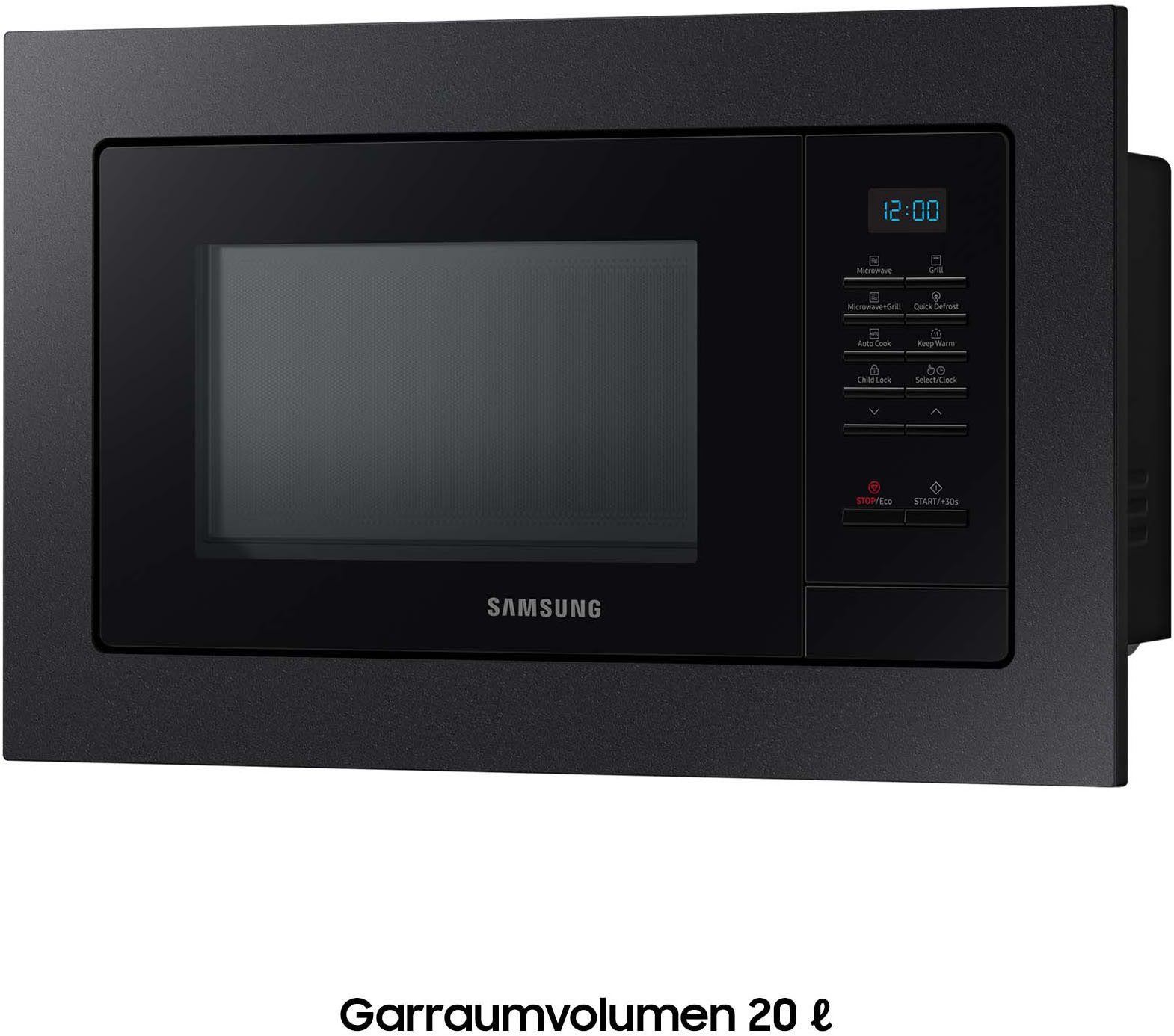 Samsung Mikrowelle MG20A7013CB/EG, Grill, Mikrowelle, 20 l, Garen, Backen & Grillen mit pflegeleichten Keramik-Emaille Innenraum