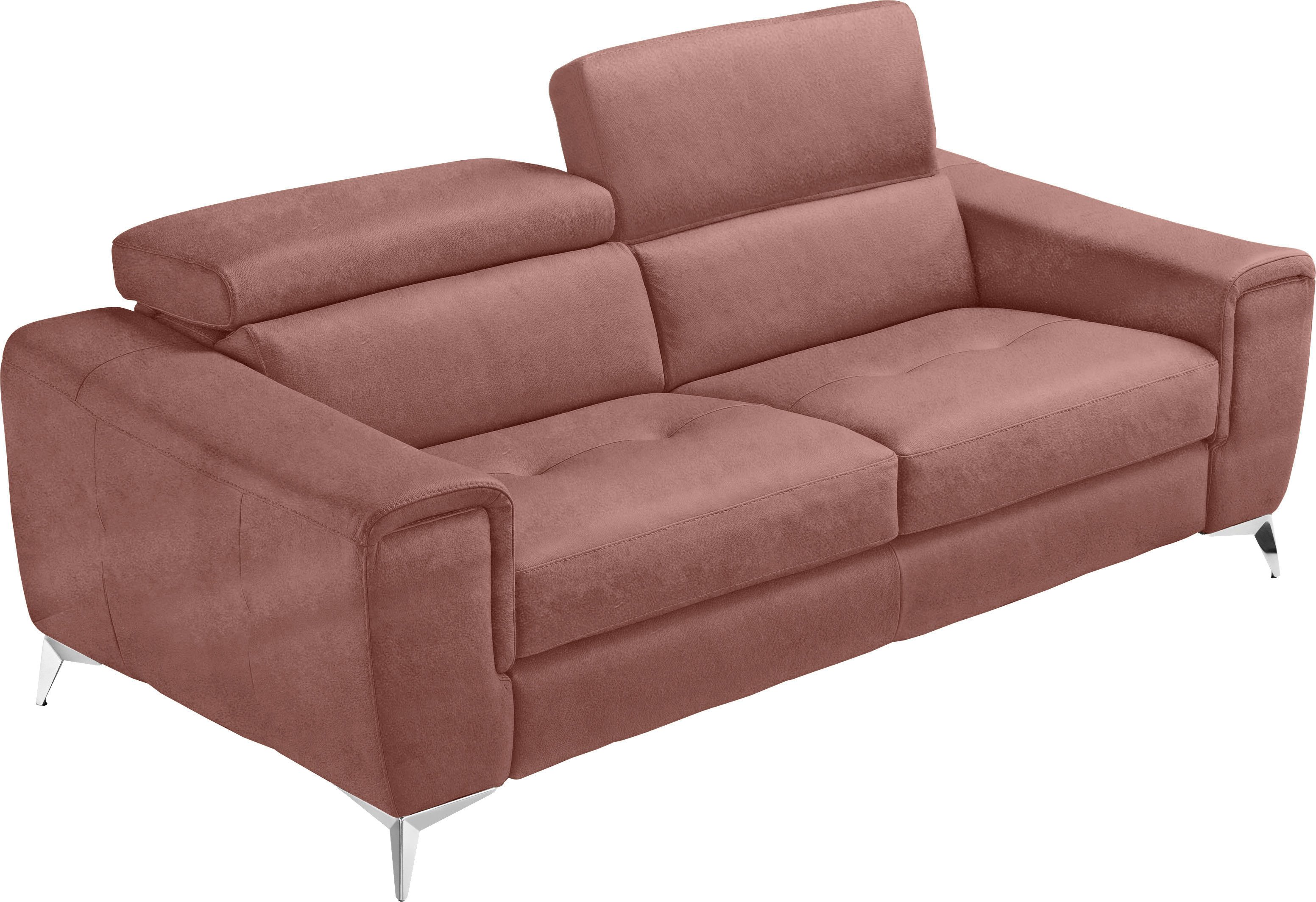Egoitaliano Schlafsofa Francine Designsofa, Loungesofa mit Dauerschlaffunktion, Breite 233 cm, mit Bettfunktion, Luxus-Microfaser BLUSH, cedar wood, Fußfarbe chrom