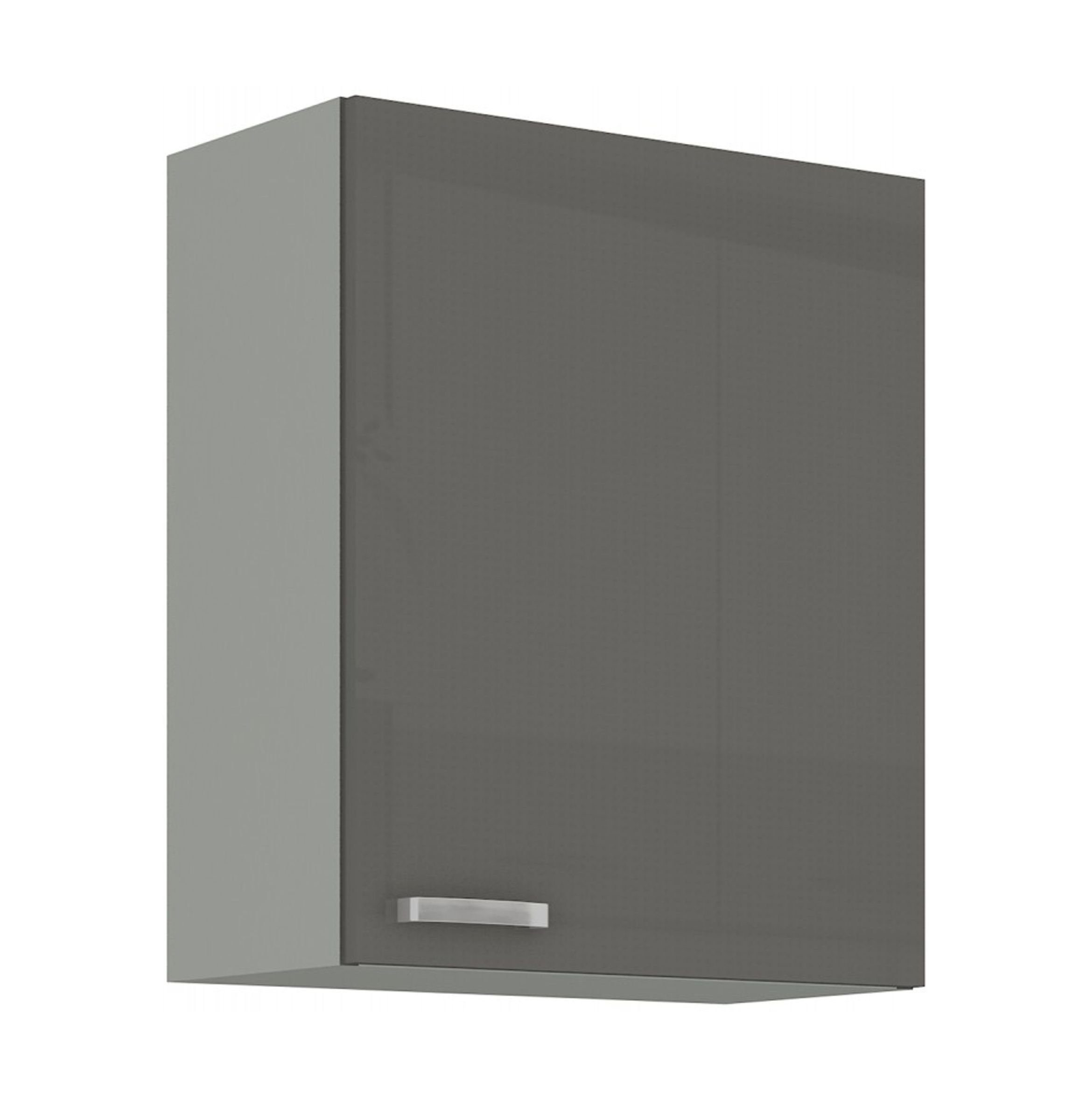 Küchen-Preisbombe Hängeschrank 60 cm Küche Bianca Grey Grau Hochglanz Küchenzeile Küchenblock