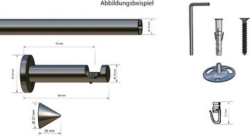 Gardinenstange Palma, indeko, Ø 16 mm, 1-läufig, Fixmaß, verschraubt, Aluminium, Innenlauf Komplett-Set inkl. Gleitern und Montagematerial