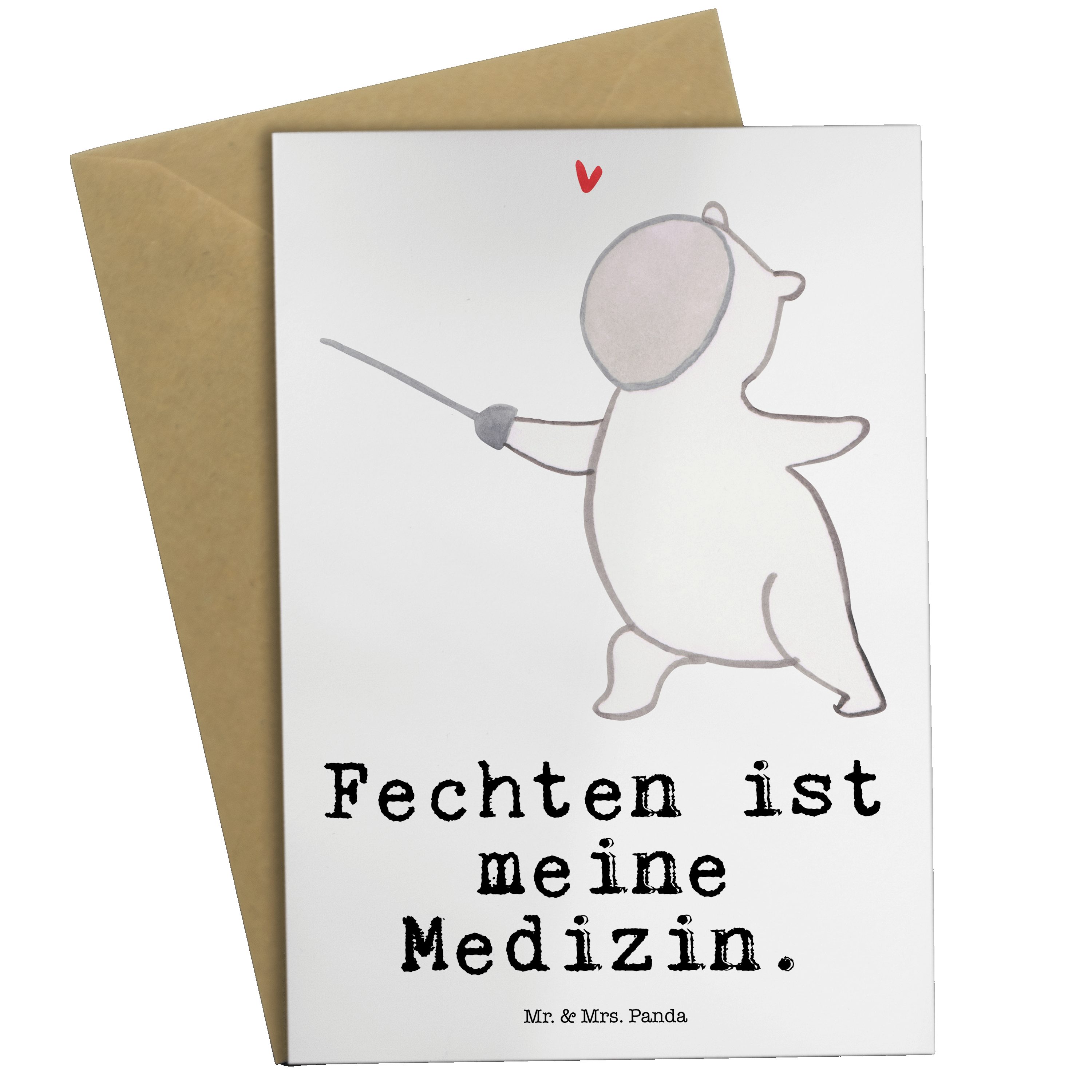 Mr. & Fechter Geburtstagskar Grußkarte - Medizin Weiß - Bund, Panda Fechten Geschenk, Mrs. Panda