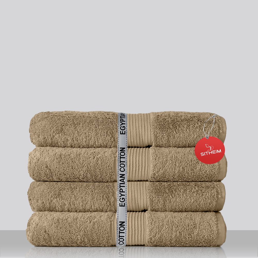 Sitheim-Europe Handtuch Set GIZA LINE II Handtücher aus 100% Baumwolle (Spar-Set, 4-tlg), ägyptische Baumwolle, (Spar -set, 4-tlg), 100% Baumwolle, kuschelweich, langlebig Beige | Handtuch-Sets