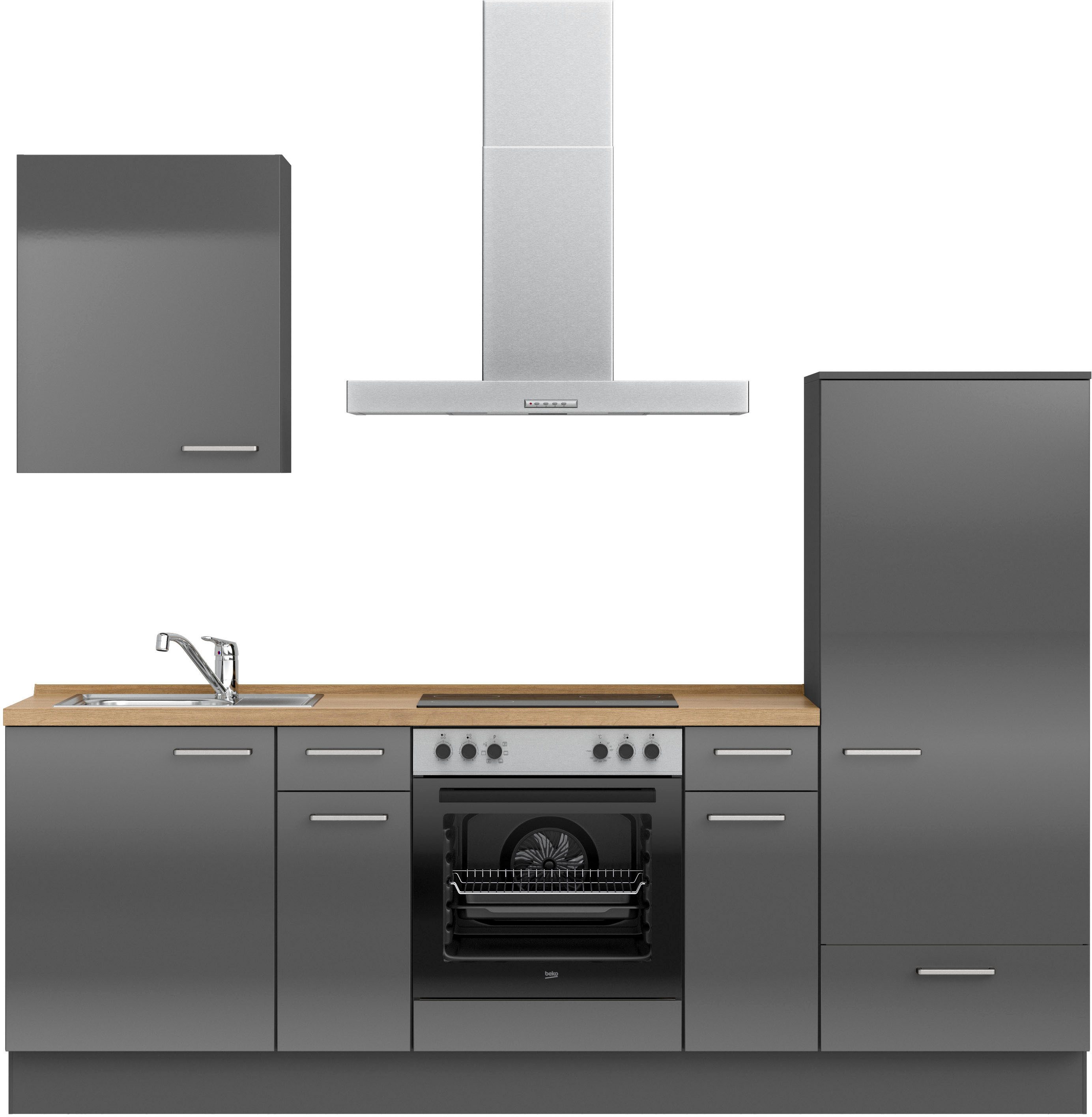 nobilia® Кухниzeile "Flash I", vormontiert, Ausrichtung wählbar, Breite 240 cm, wahlw. mit E-Geräten