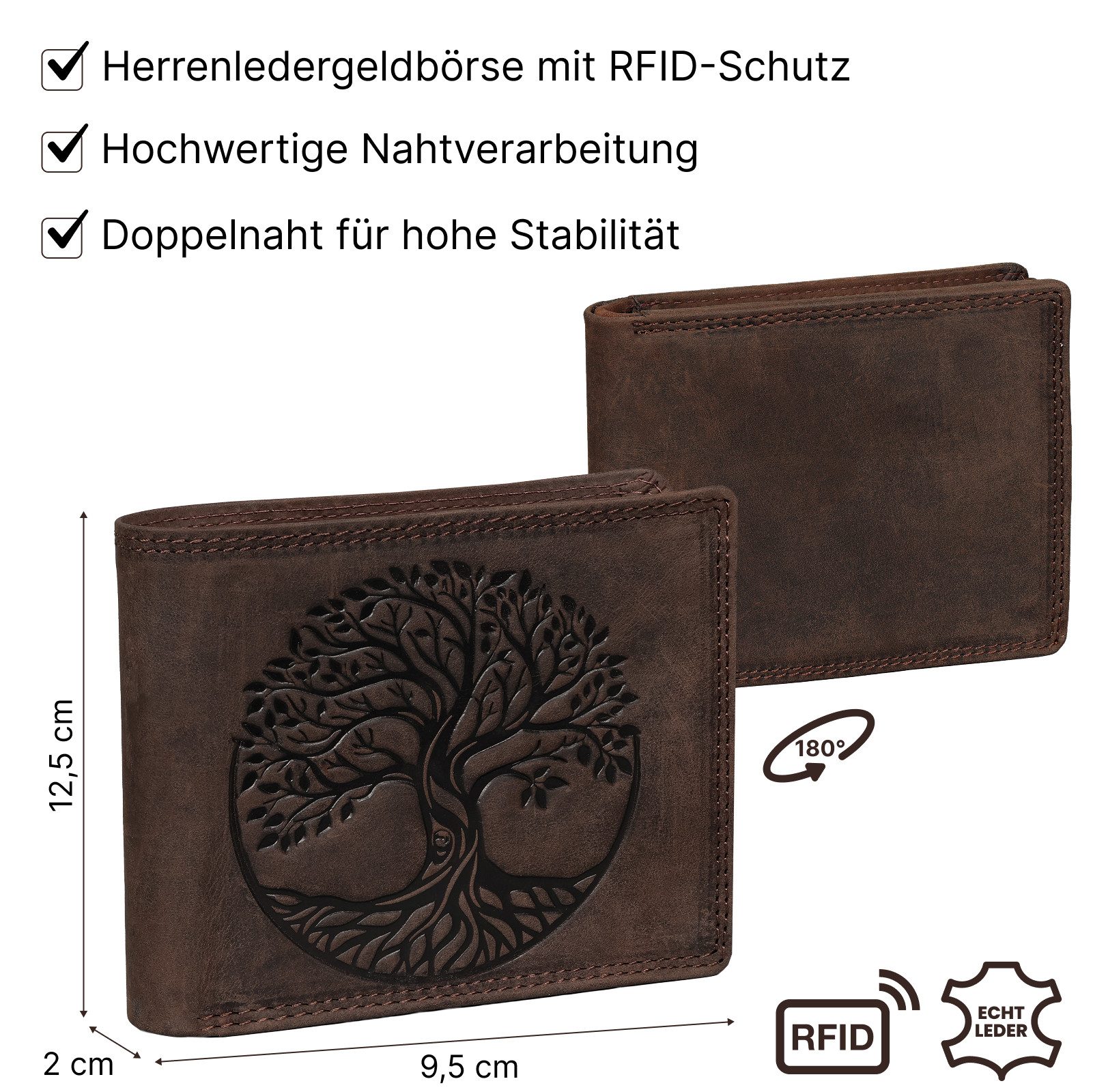 EAAKIE Geldbörse RFID Büffel Echt Leder Geldbörse Portemonnaie Herren mit Motiv, RFID Schutz
