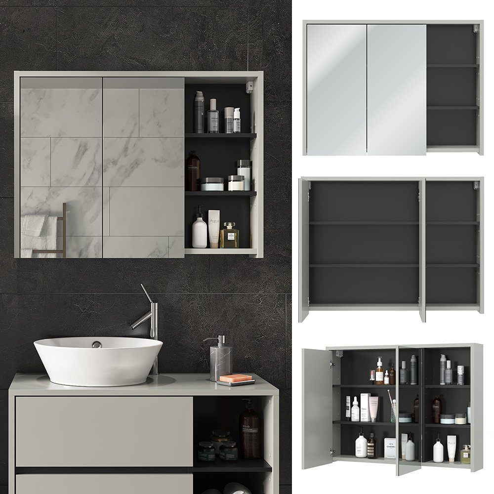 Vicco Badezimmerspiegelschrank Viola, Grau/Anthrazit, 100 x günstig online kaufen