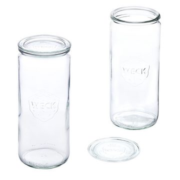 MamboCat Einmachglas 12er Set Weck Gläser 1040ml Zylinderglas Deckel Einkochringe Klammer, Glas