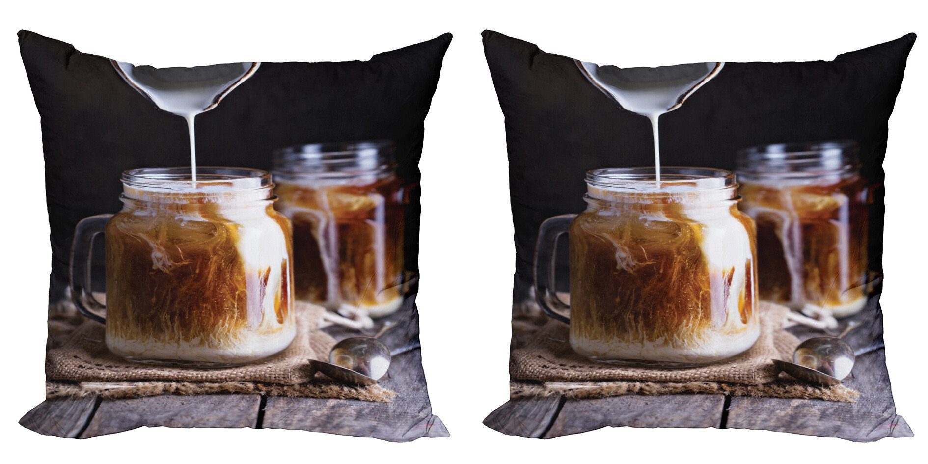 Modern Abakuhaus Accent (2 Milch Kaffee Digitaldruck, Stück), Maurer-Gläser Eisgetränk Kissenbezüge Doppelseitiger