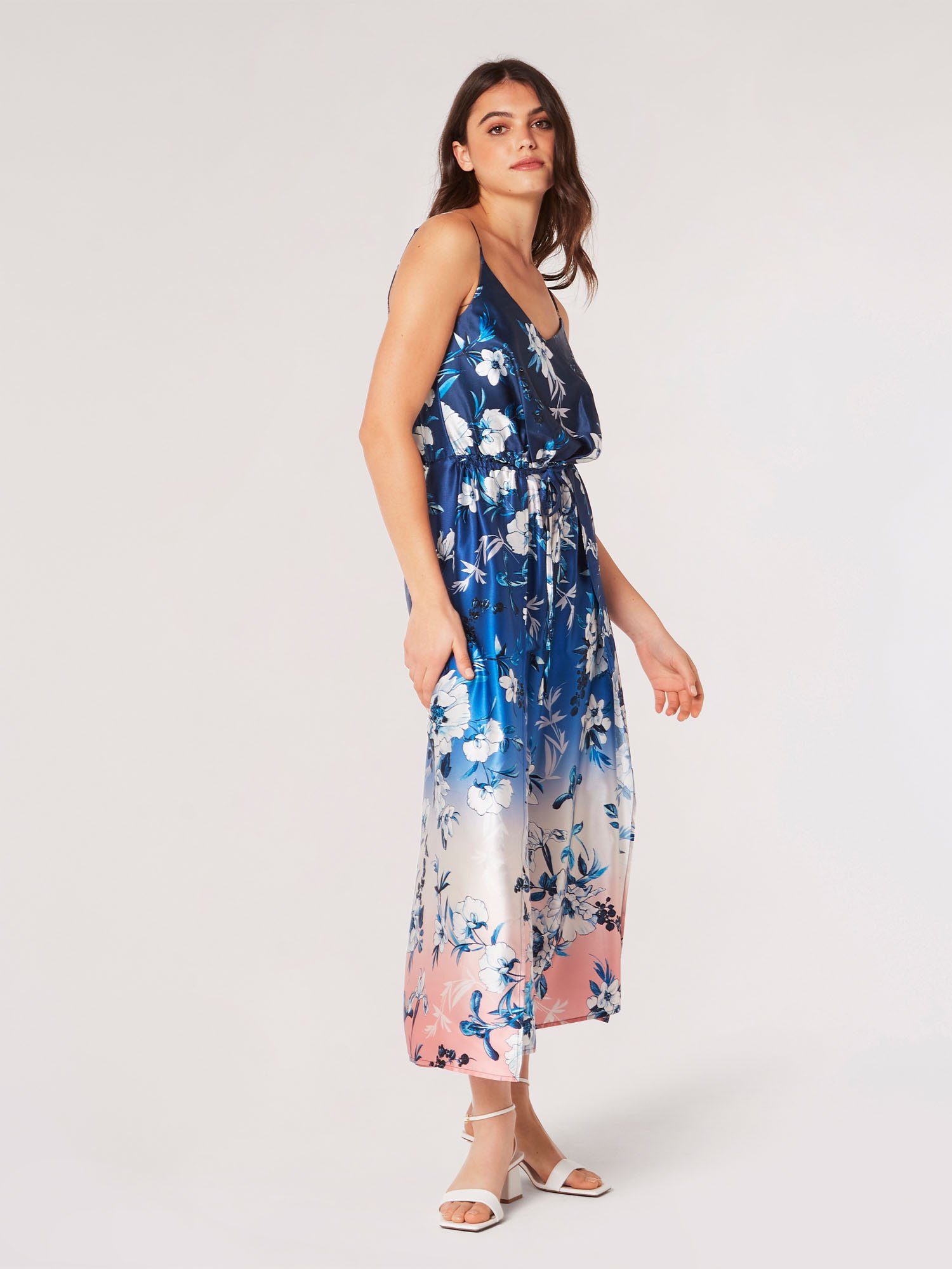 Apricot Jumpsuit Ombre Floral Split Leg günstig online kaufen