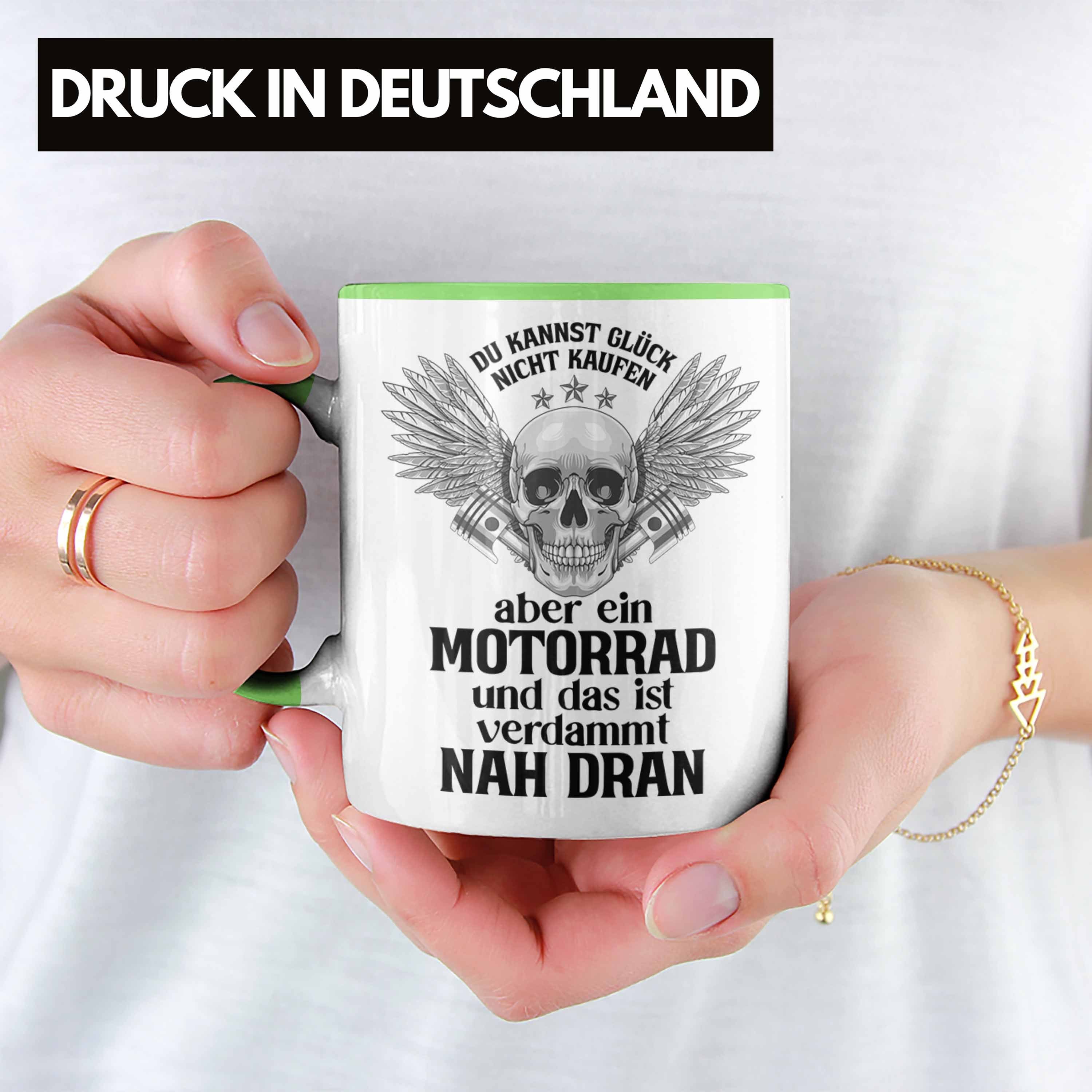 Trendation Tasse Männer - Spruch Trendation Motorradfahrer Geschenk Herren Biker Grün Kaffeetasse Tasse für für Motorrad