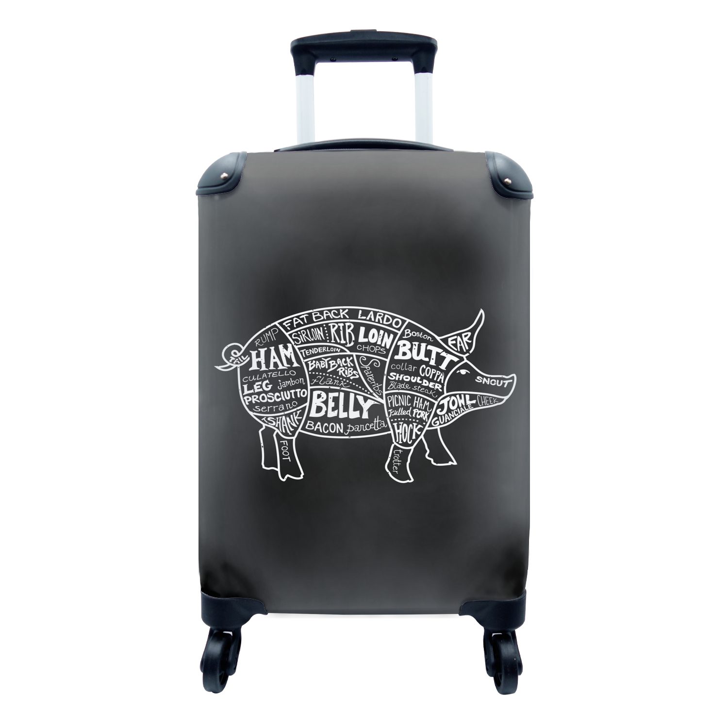 MuchoWow Handgepäckkoffer Schwein - Fleischer - Fleisch, 4 Rollen, Reisetasche mit rollen, Handgepäck für Ferien, Trolley, Reisekoffer