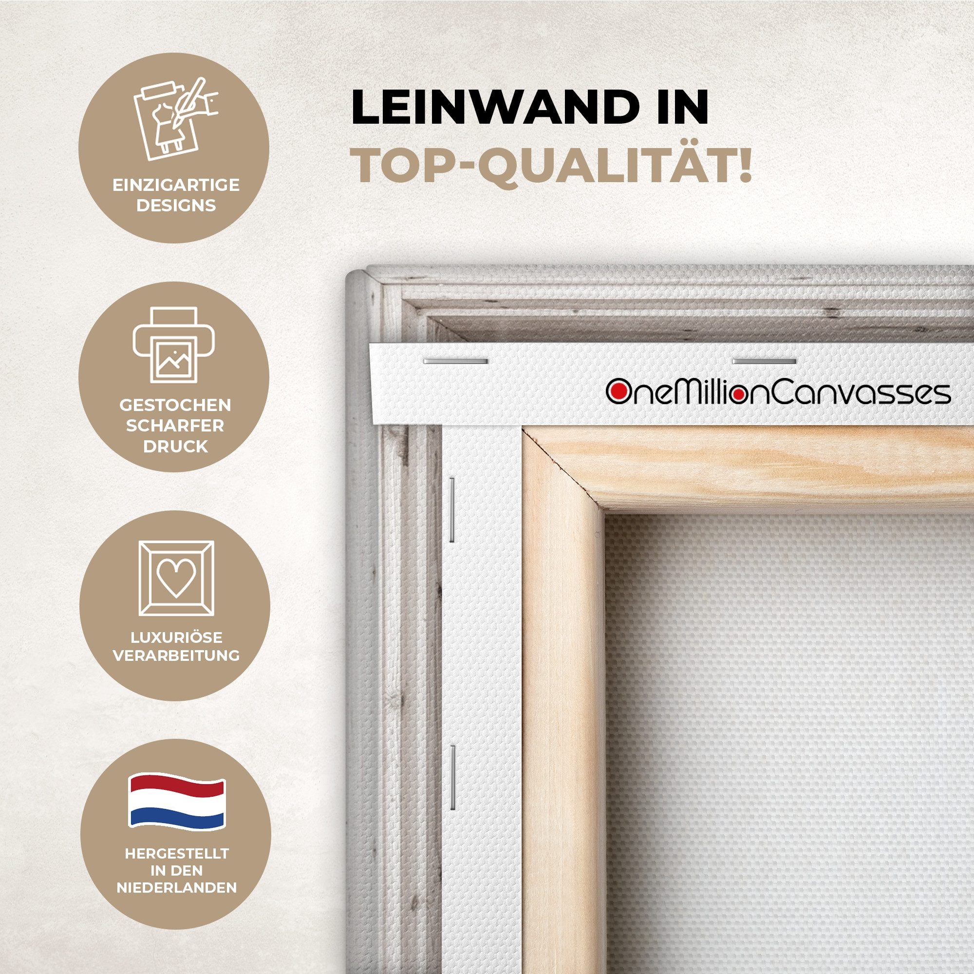 OneMillionCanvasses® Leinwandbild Aussicht - Kuh - Wiese - Natur - Tiere - Ländlich, Fotodruck (1 St), Leinwand Bilder Klein, Wand Dekoration Aesthetic 30x20 cm