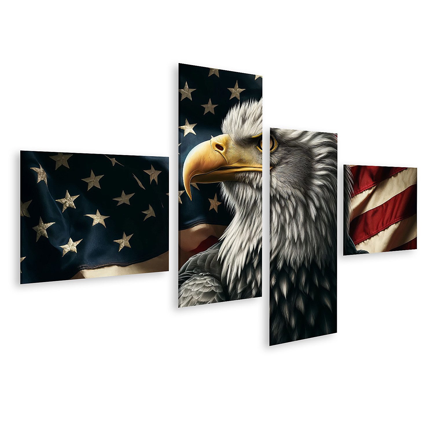 islandburner Leinwandbild See Adler Porträt vor Vintage USA Flagge