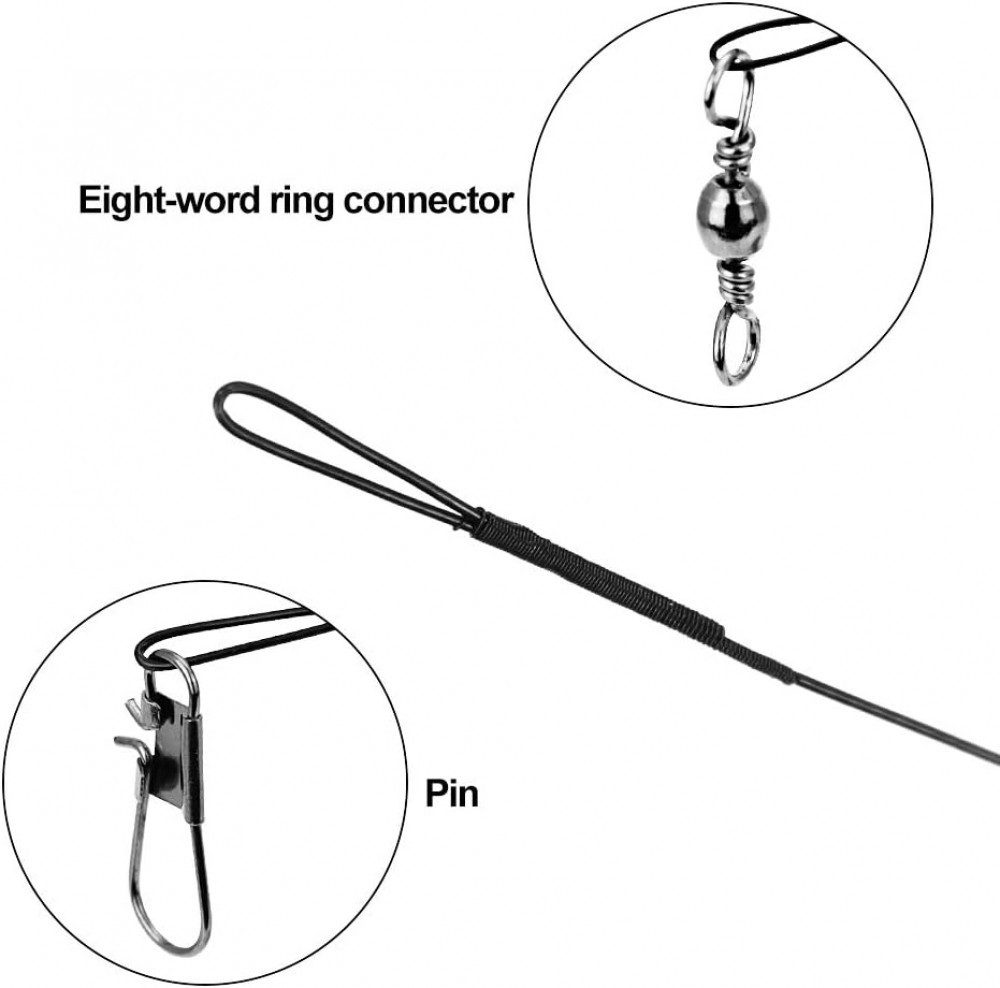FELIXLEO Angelschnur 72 Pcs Stahlvorfächer, Edelstahl Vorfächer Stahl 15/20/25 cm, (72-St)