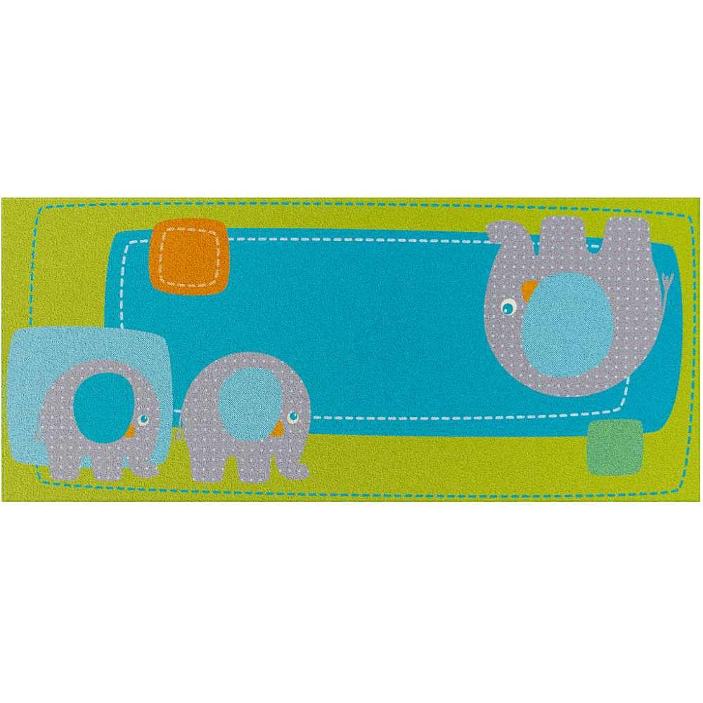 Haba Kinderteppich HABA Teppich Elefant Egon Spielteppich 301058 Kinder blau grün 140x60c, rechteckig