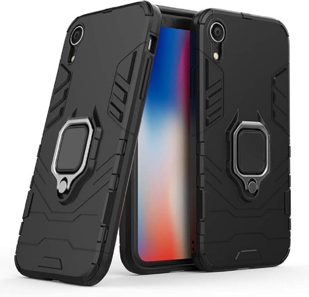 Wisam Smartphone-Hülle Wisam® Apple iPhone XR 6,1" Panzer Schutzhülle Armor Case Ring Ständer 15,49cm (6,1 Zoll)