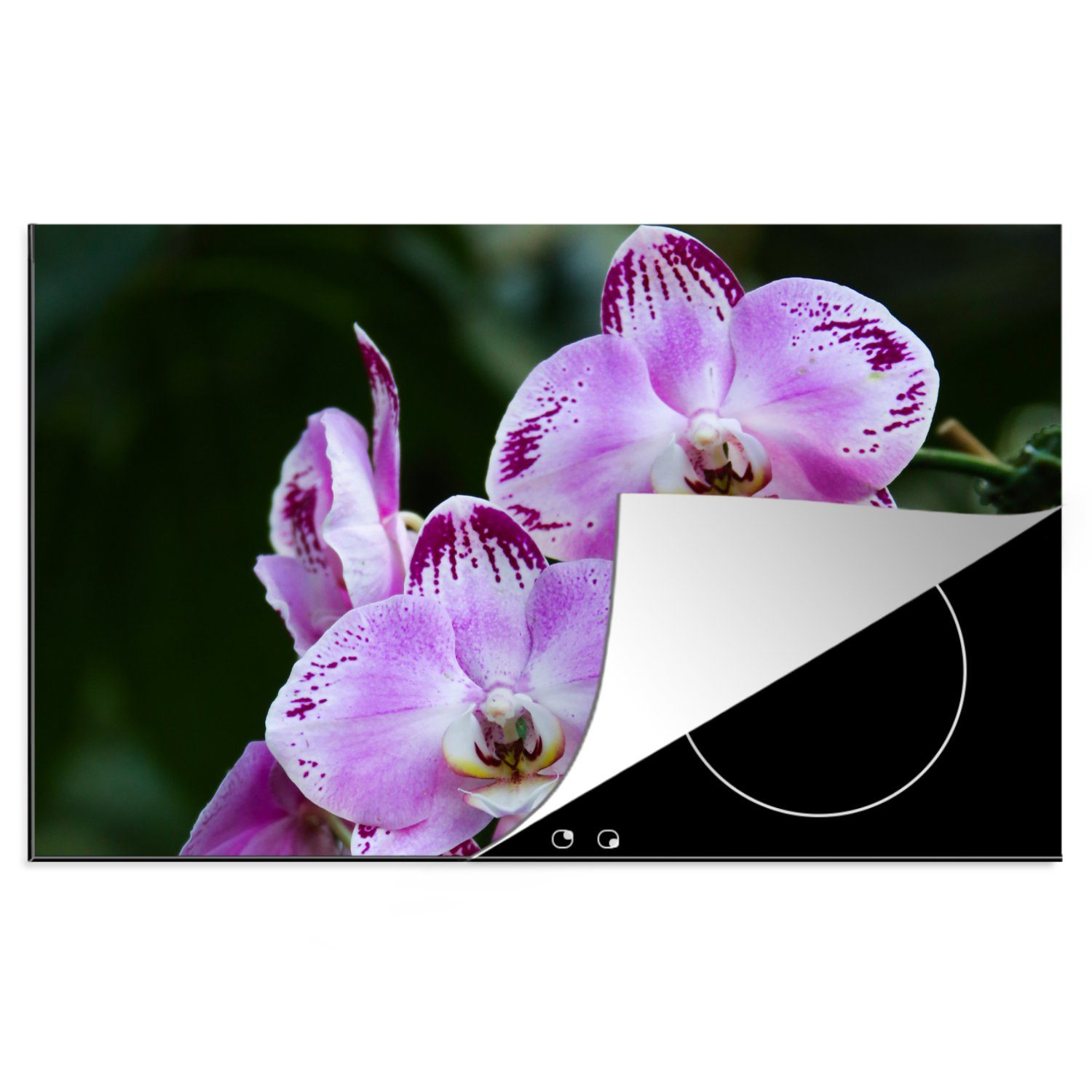 cm, (1 Schutz Orchideen, Vinyl, Induktionskochfeld MuchoWow 81x52 Blühende die für Ceranfeldabdeckung Herdblende-/Abdeckplatte küche, tlg),