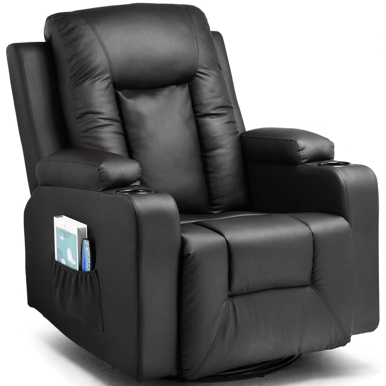 COMHOMA Крісла для відпочинку Massagesessel Fernsehsessel mit Liegefunktion Vibration Heizung, Dicke Rückenlehne und Armlehnen, mit Wippfunktion, 360°drehbar