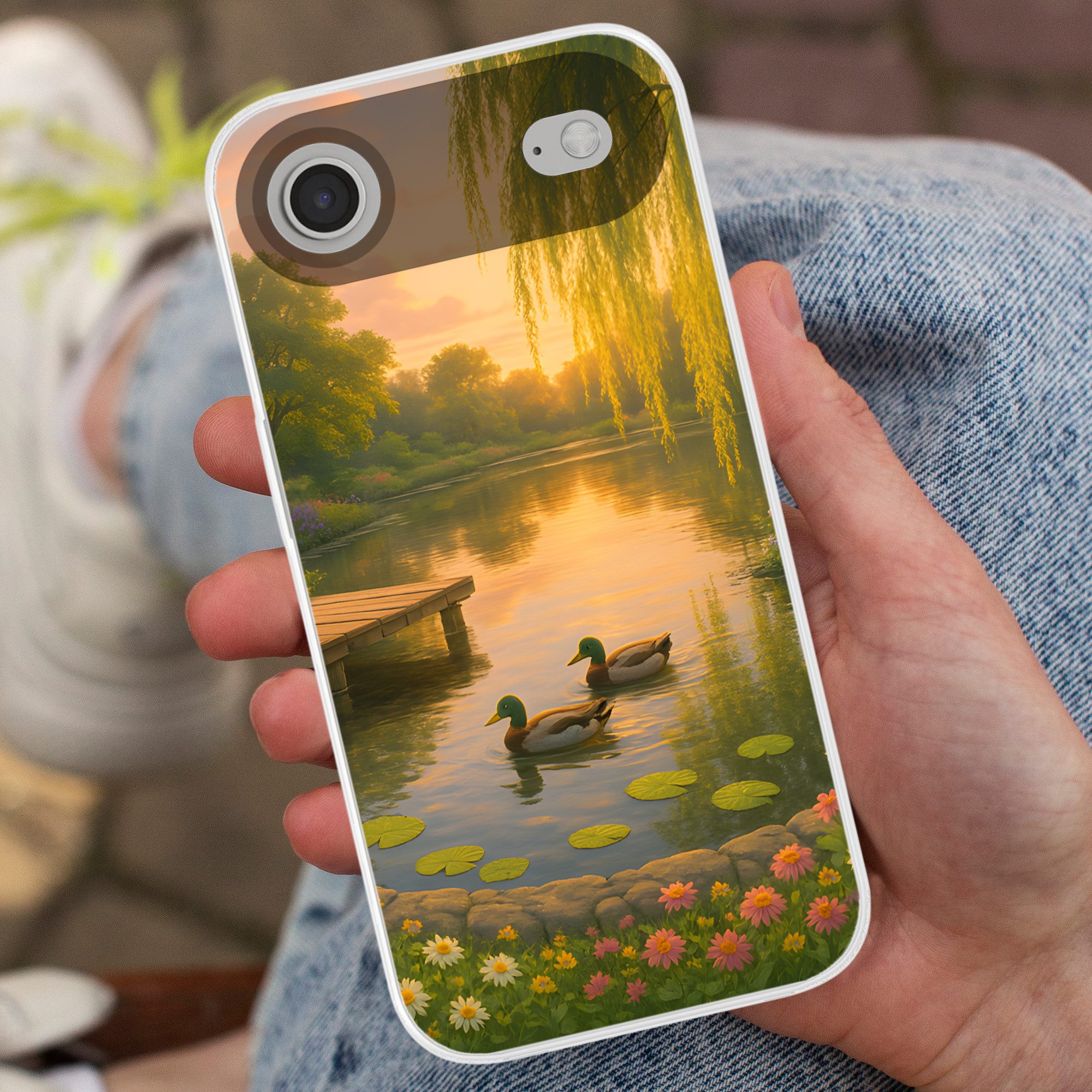 MuchoWow Handyhülle für Apple iPhone Air Enten - Teich - Blumen, Smartphone-Bumper, Print, Handy Schutzhülle Dünn