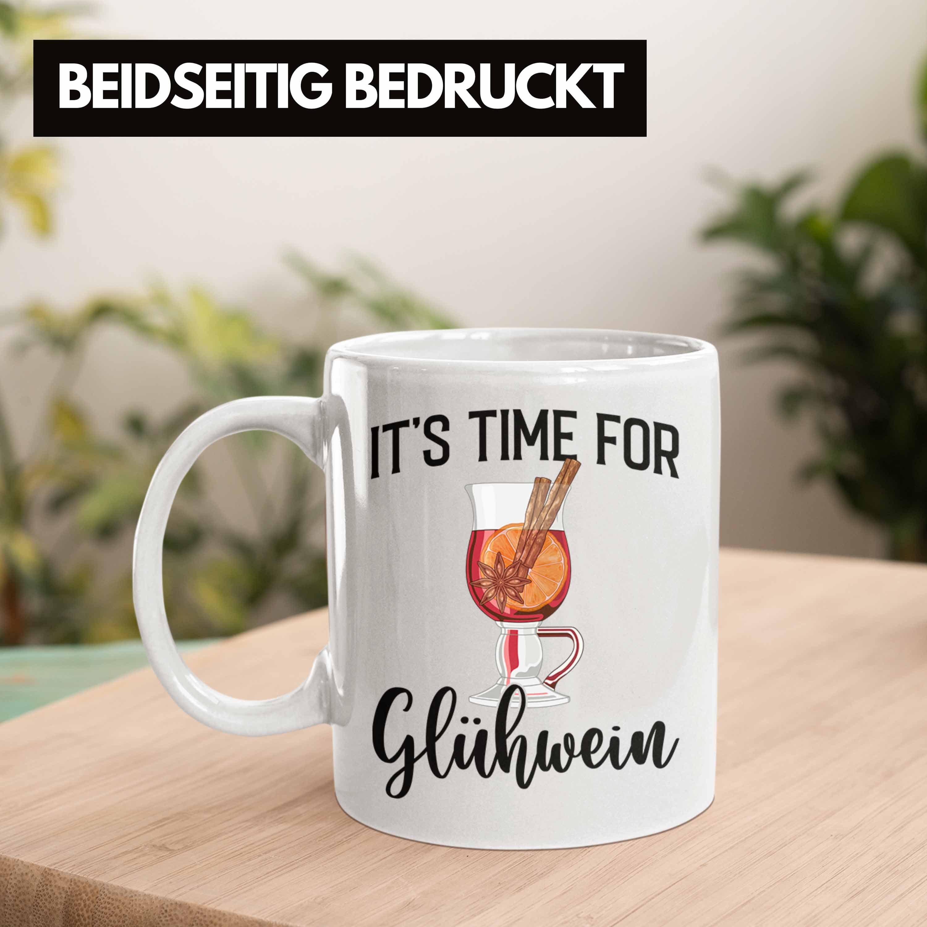 Trendation Tasse Trendation - Glühwein Gläser Lustig Spruch Weiss Glühweinbecher Tasse - Weihnachtsmarkt Time For Henkel Becher Doppelwandig Geschenk Glühwien It Glühweintassen Tassen mit