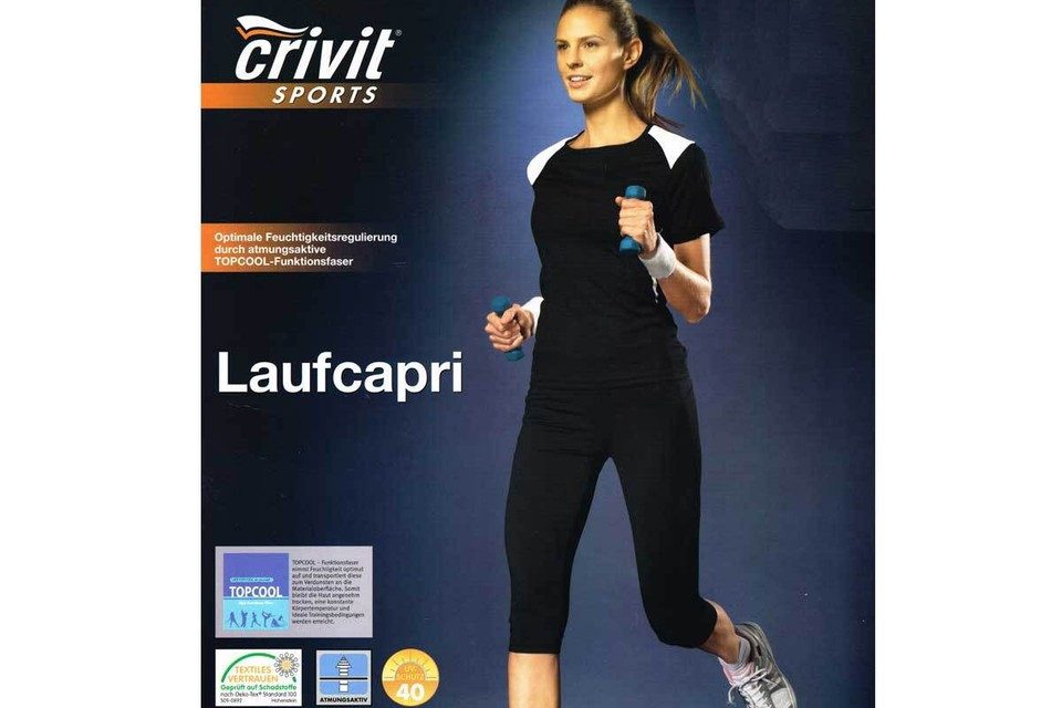 crivit Caprileggings Damen Laufcapri 3/4 Sporthose Capri-Leggings Laufleggings
