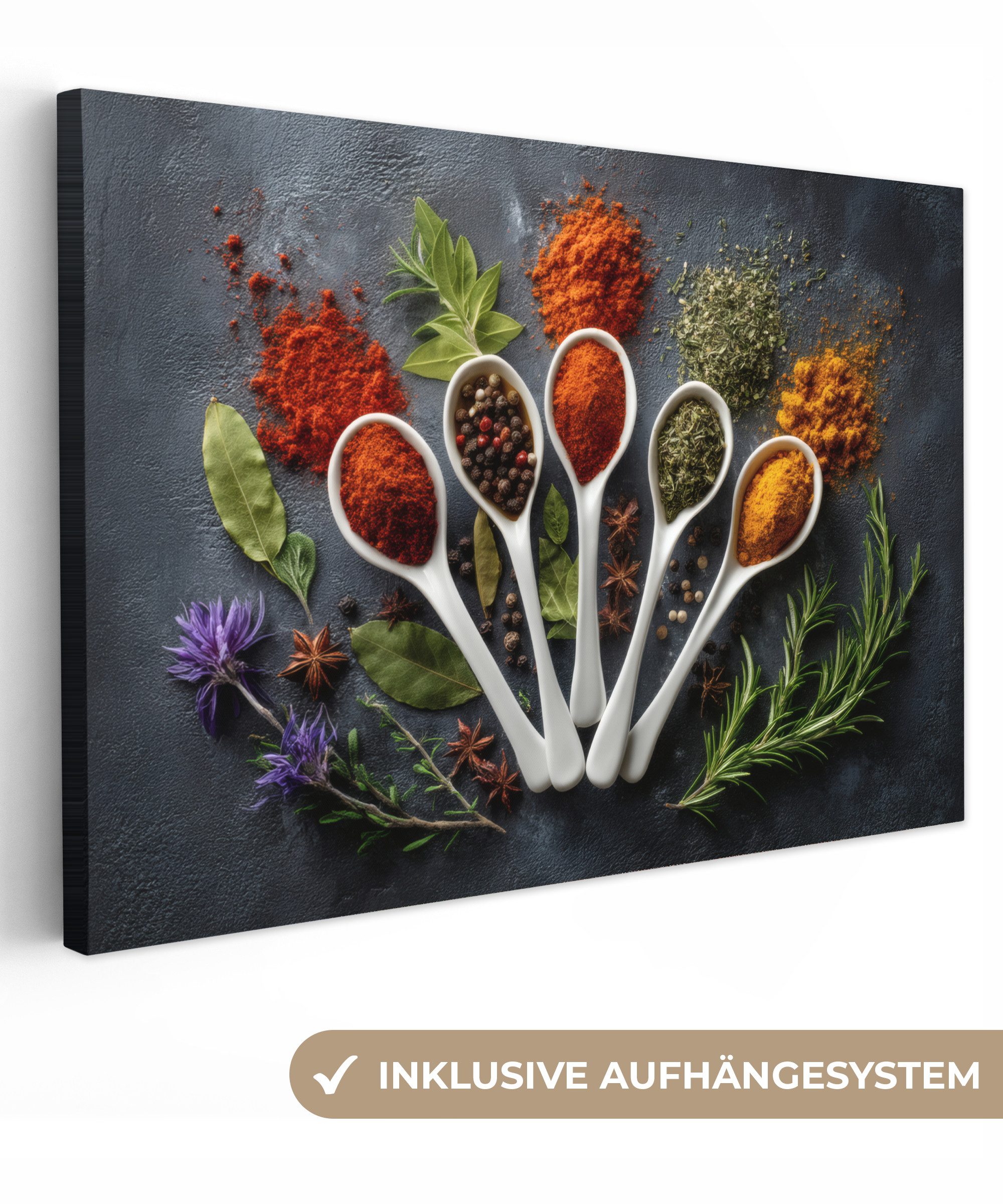 OneMillionCanvasses® Leinwandbild Löffel - Weiß - günstig online kaufen