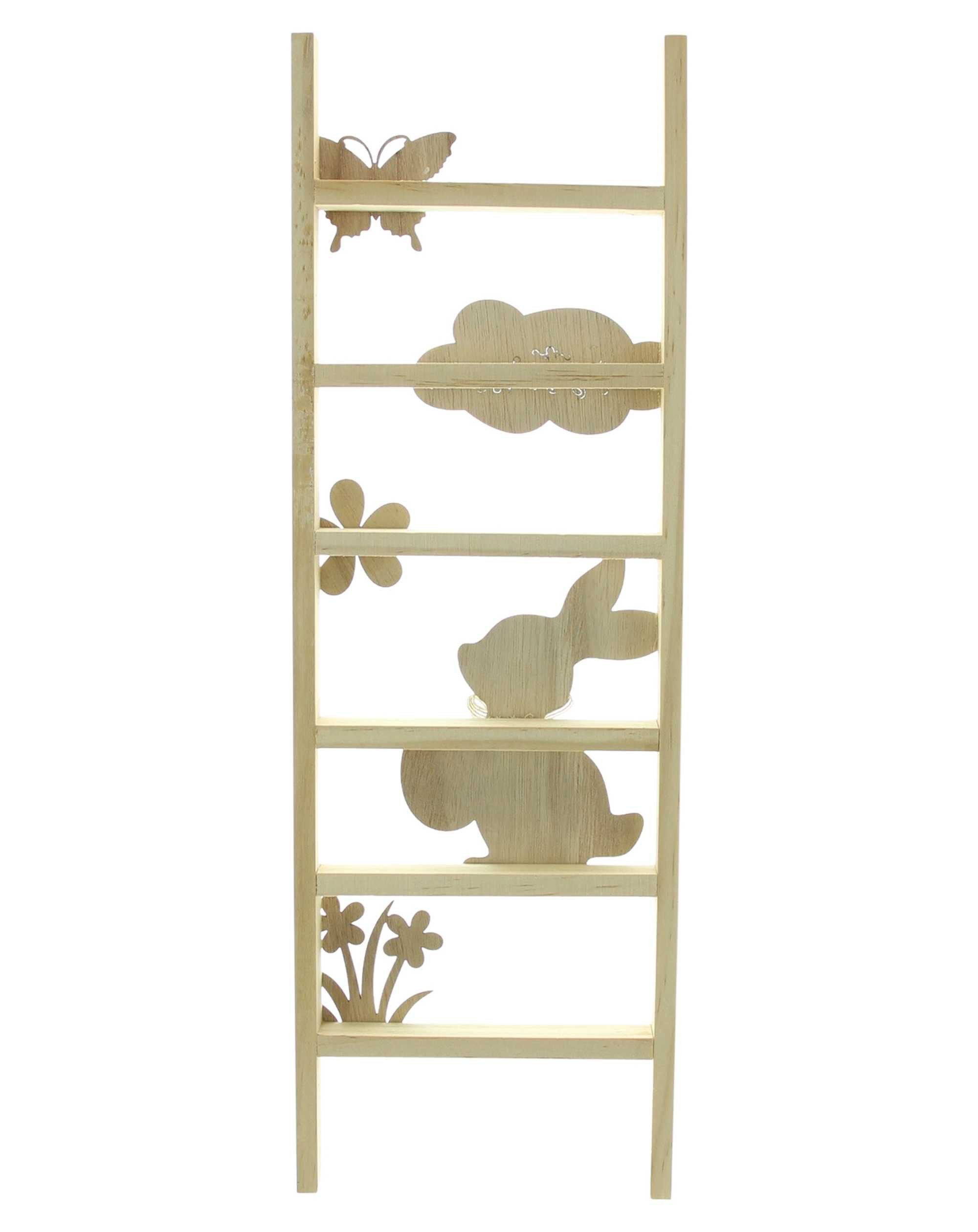 Dekoleidenschaft Dekoleiter "Ostern" Holz & MDF, 45 cm hoch, Osterdeko, Holzleiter mit Osterhase, Dekofigur, Deko Leiter, Holzdeko