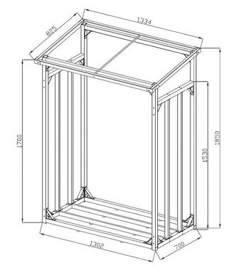 Quick Star Kaminholzregal, BxTxH:130x70x185 cm