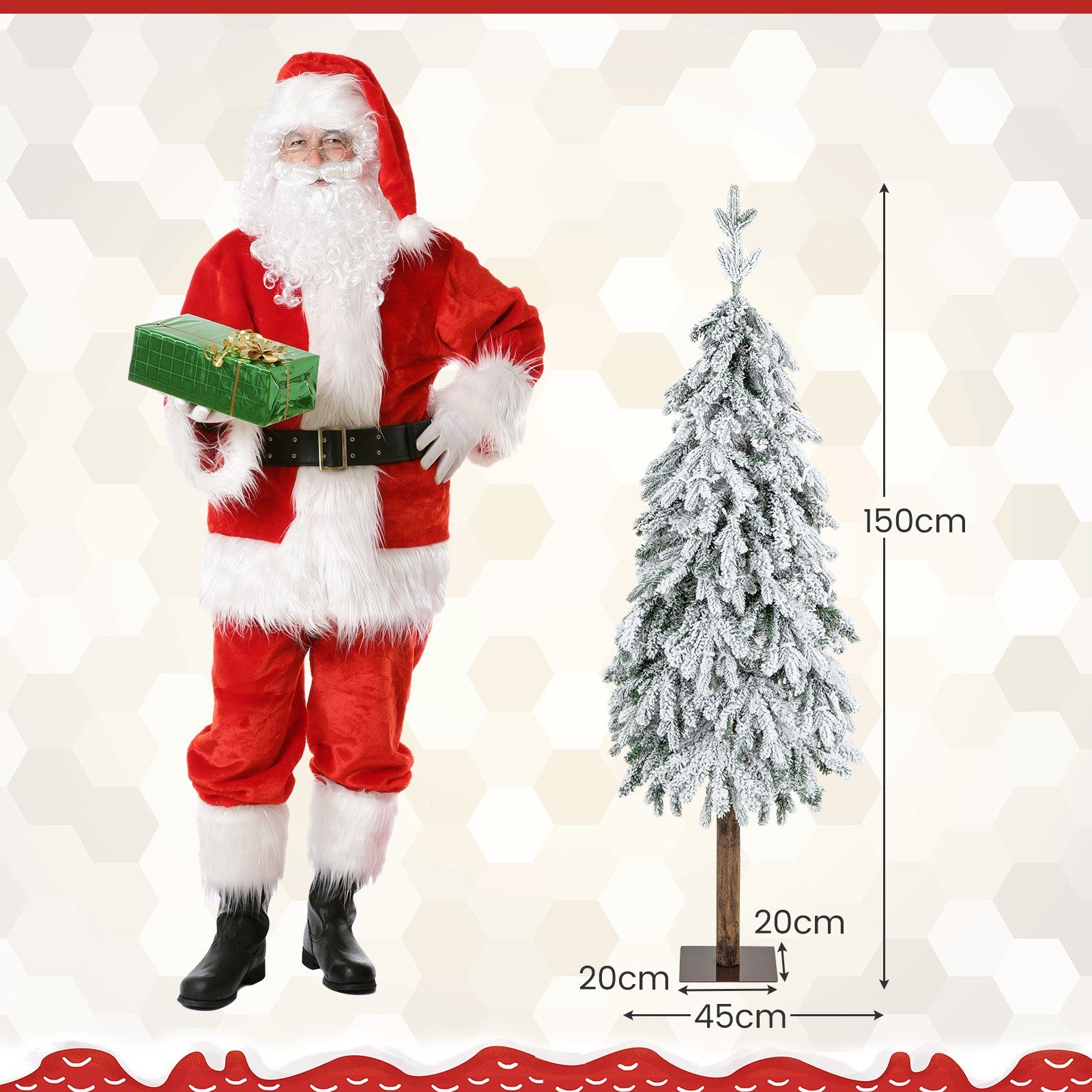 COSTWAY Weihnachtsbaum, in Künstlicher mit LEDs Farbwechsel & 11 Modi, Schnee