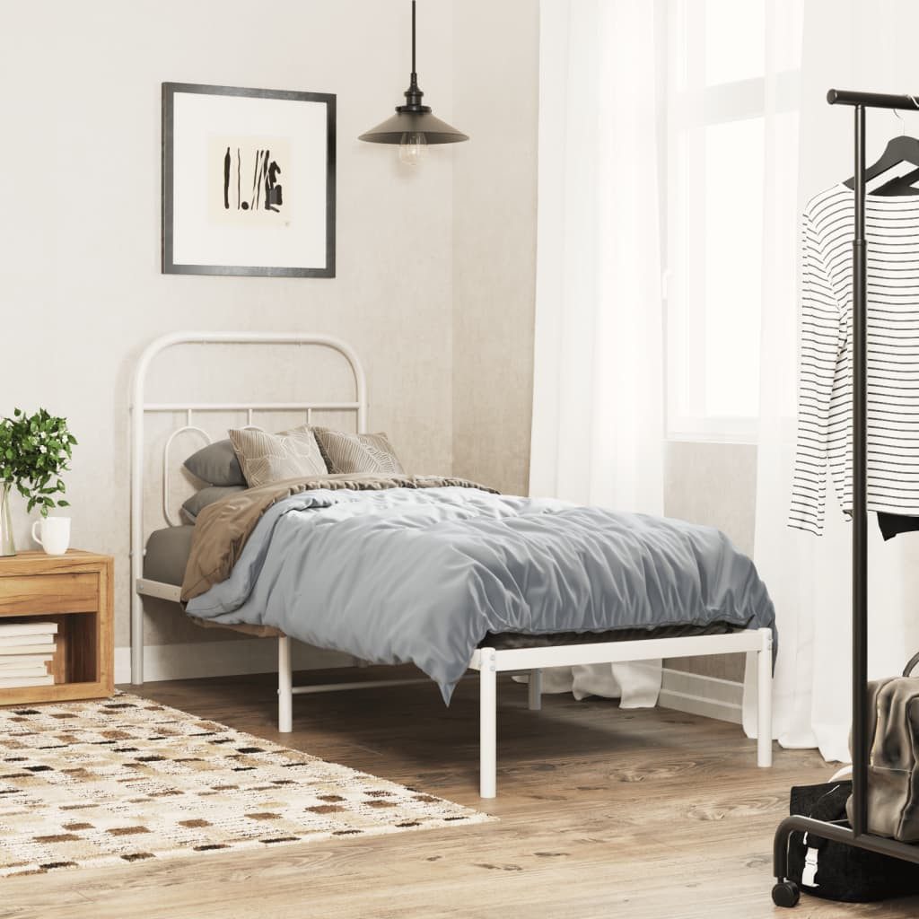 vidaXL Bett, Metallbett ohne Matratze mit Kopfteil Weiß 75x190 cm günstig online kaufen