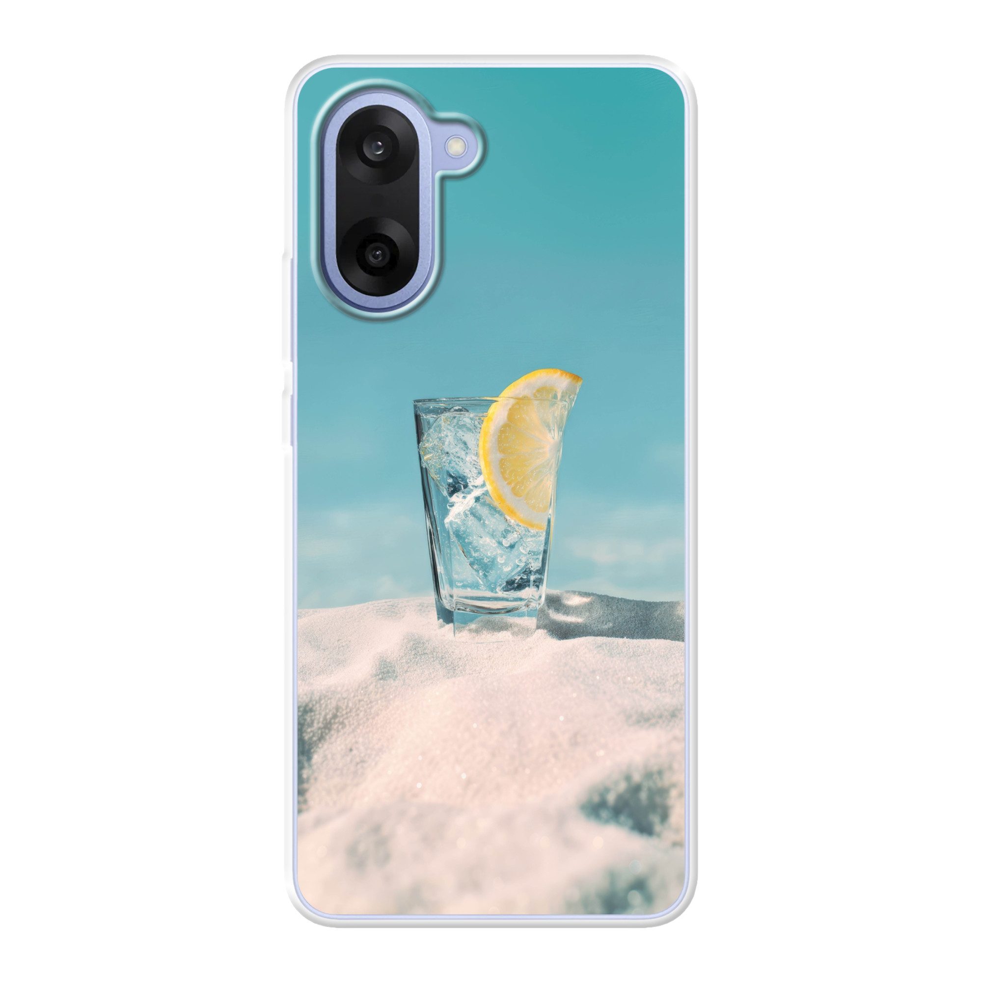 MuchoWow Handyhülle für OnePlus Nord CE5 Glas - Eiswürfel - Zitrone, Phone Case, Silikon, Schutzhülle Dünn