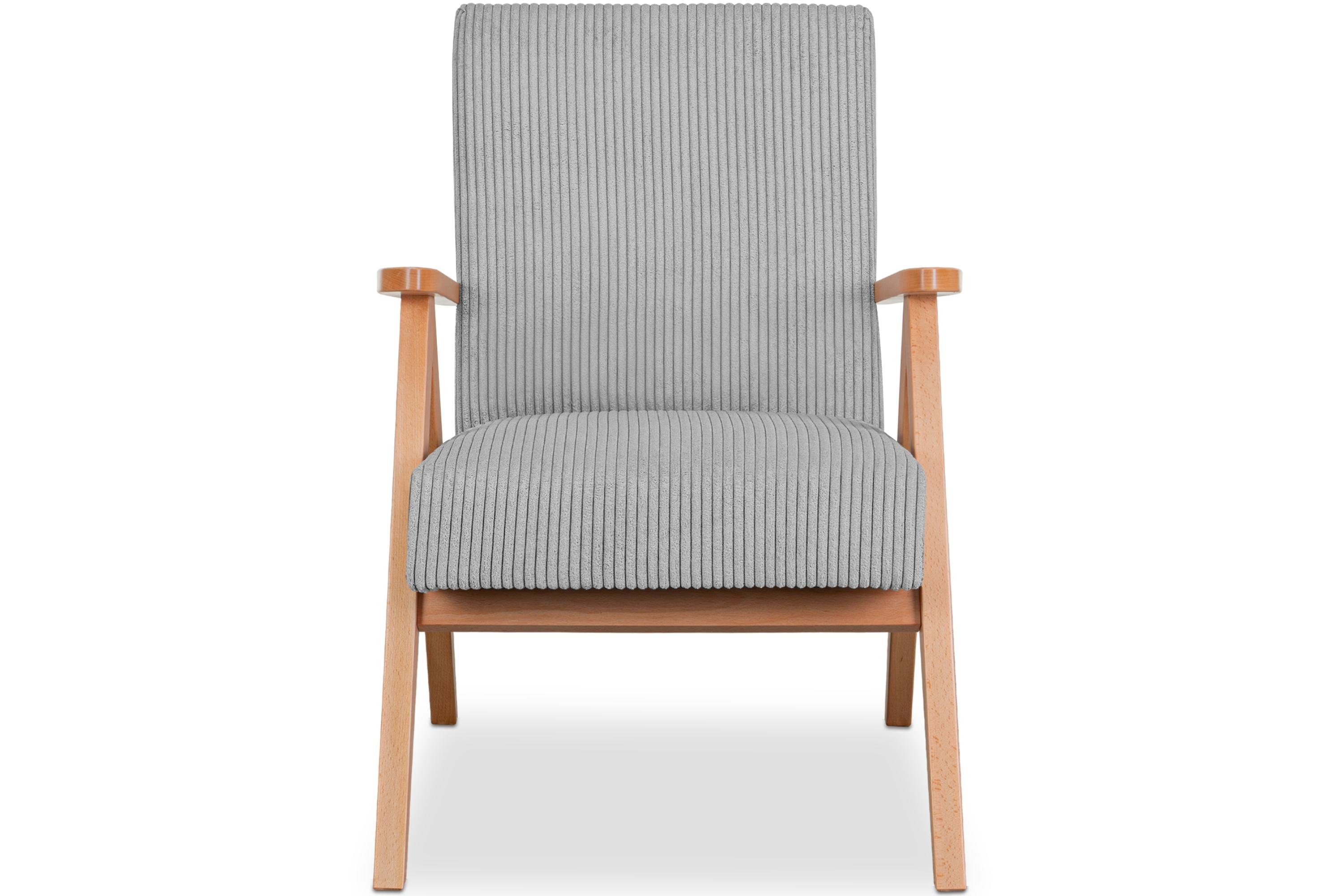 aus Konsimo NASET lackiertem Sessel, Holz, profilierte Rahmen Cocktailsessel Rückenlehne